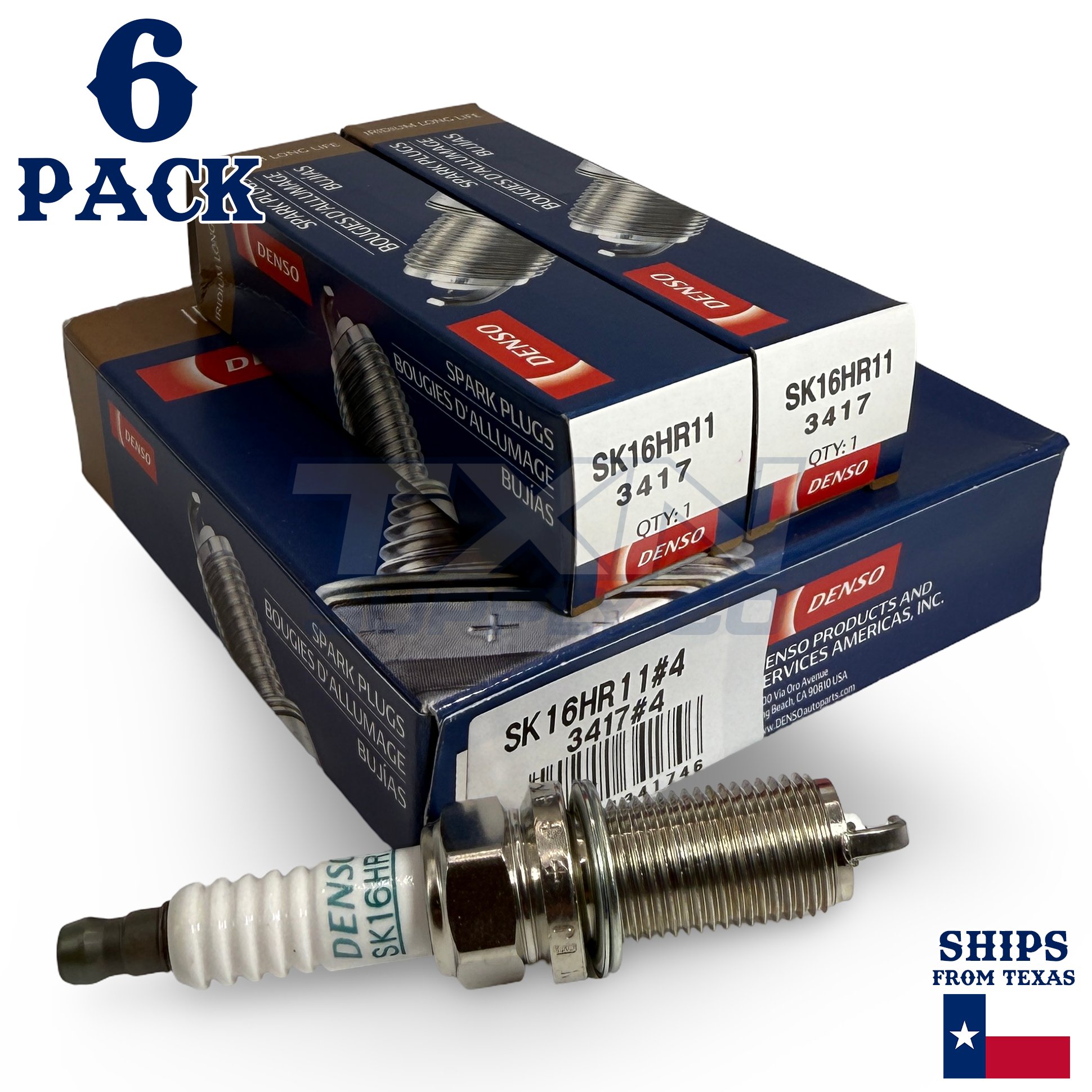 6 Pack Denso 3417 Iridium Long Life Spark Plugs SK16HR11 - Image 1