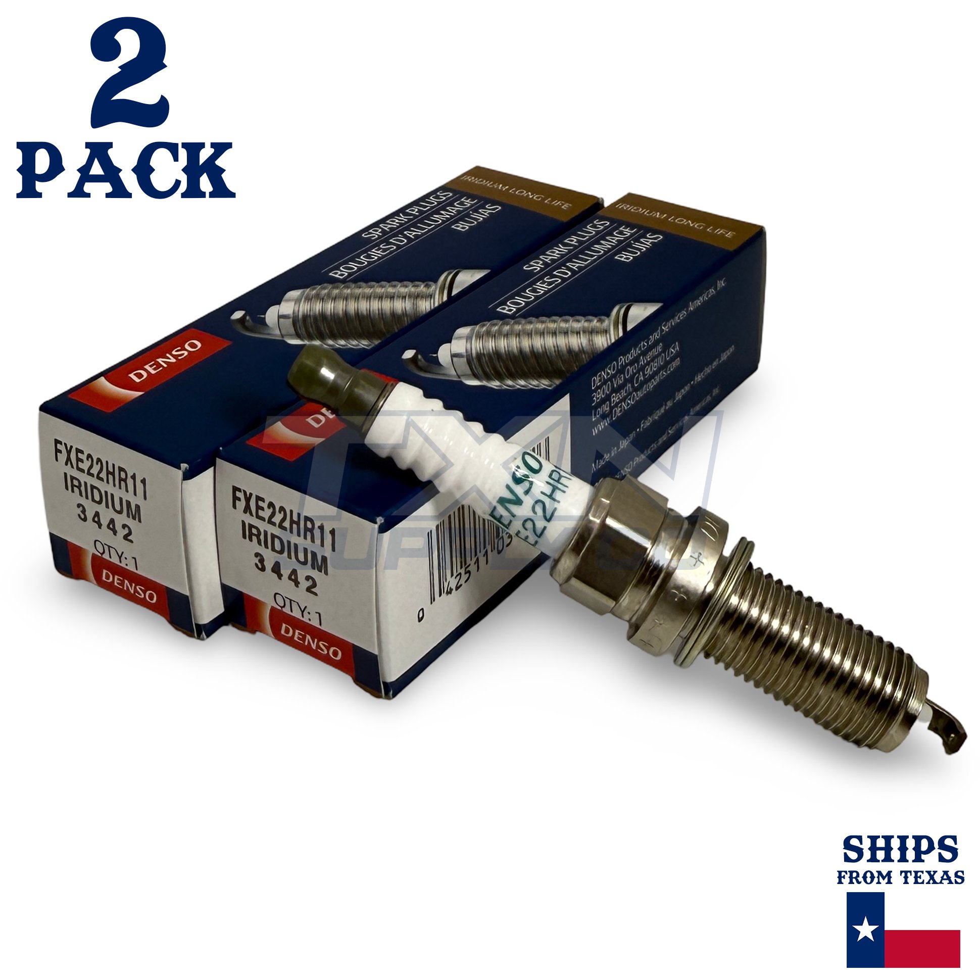 2 Pack Denso 3442 Iridium Long Life Spark Plugs FXE22HR11 - Image 1