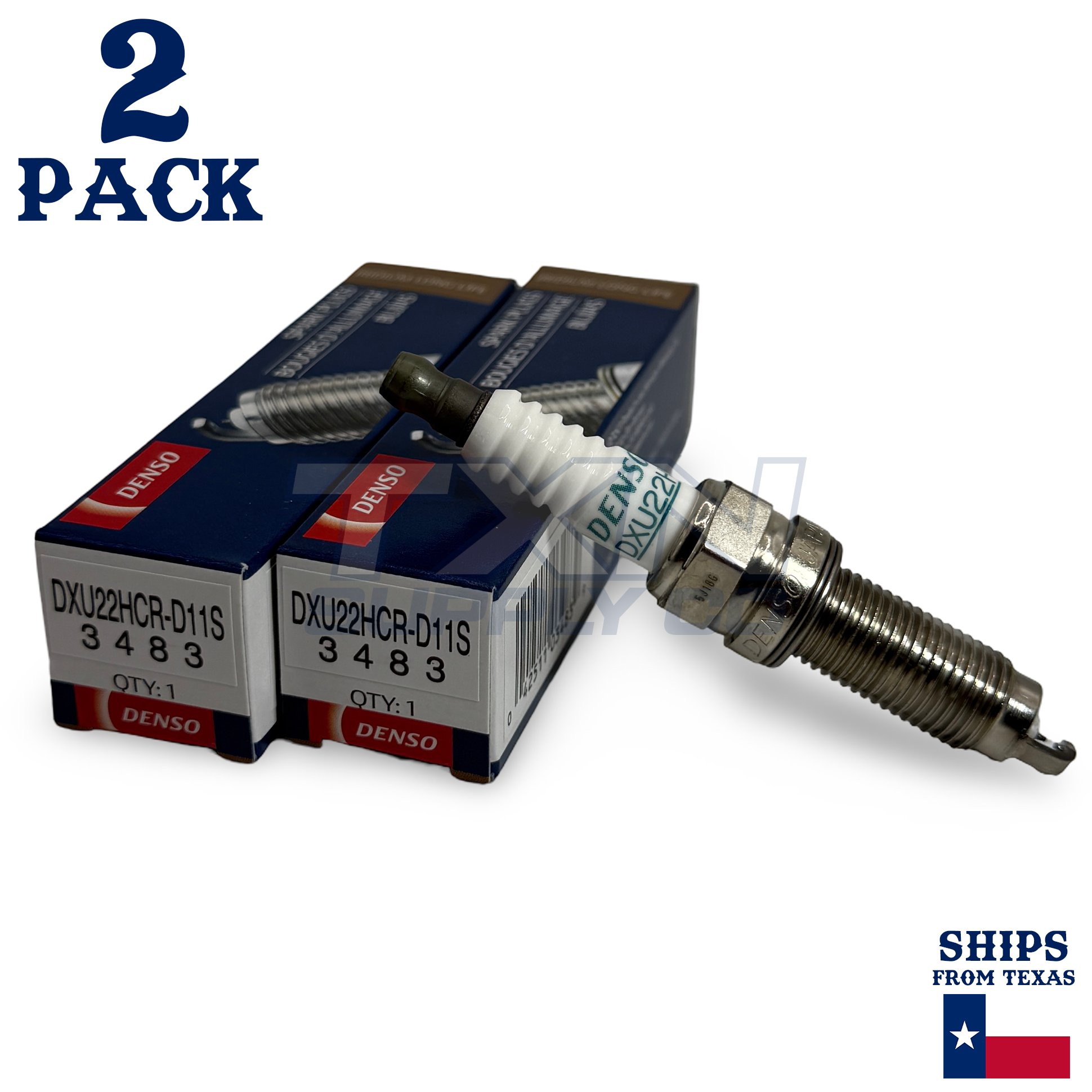 2 Pack Denso 3483 Iridium Long Life Spark Plugs DXU22HCR-D11S - Image 1