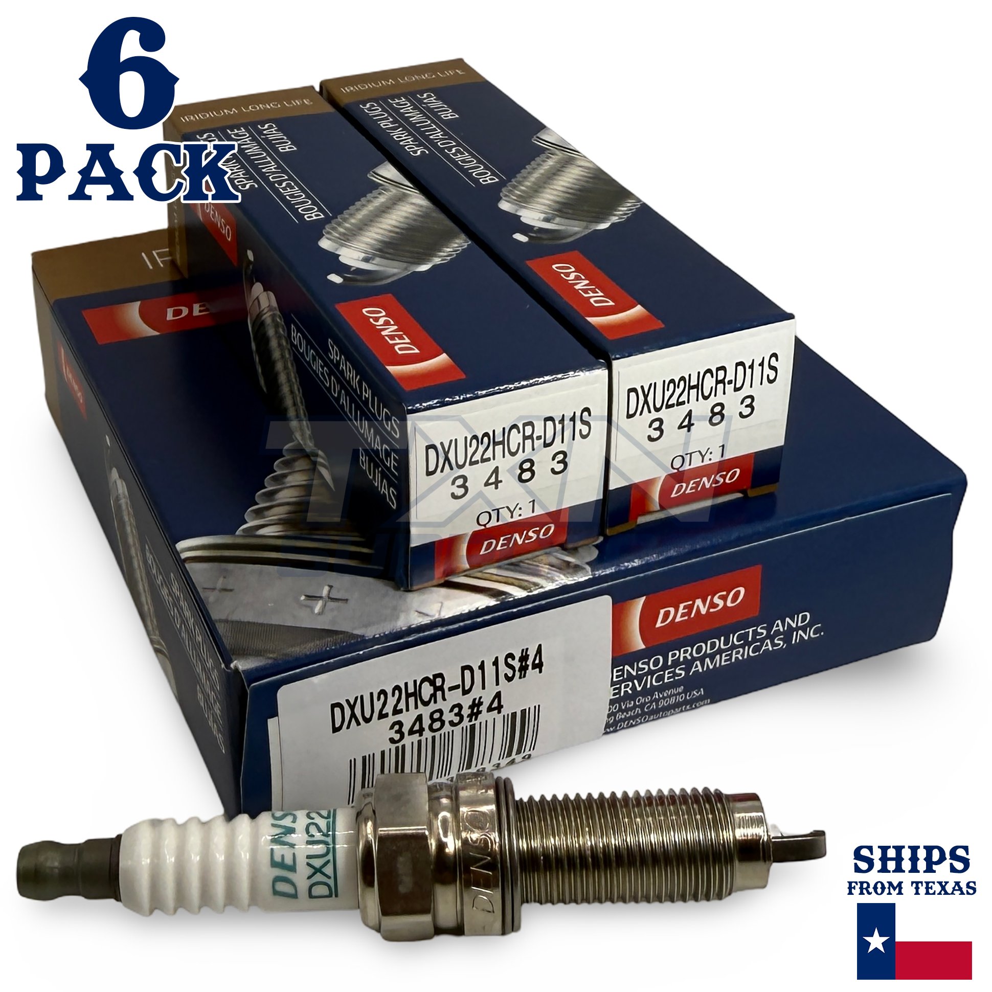 6 Pack Denso 3483 Iridium Long Life Spark Plugs DXU22HCR-D11S - Image 1