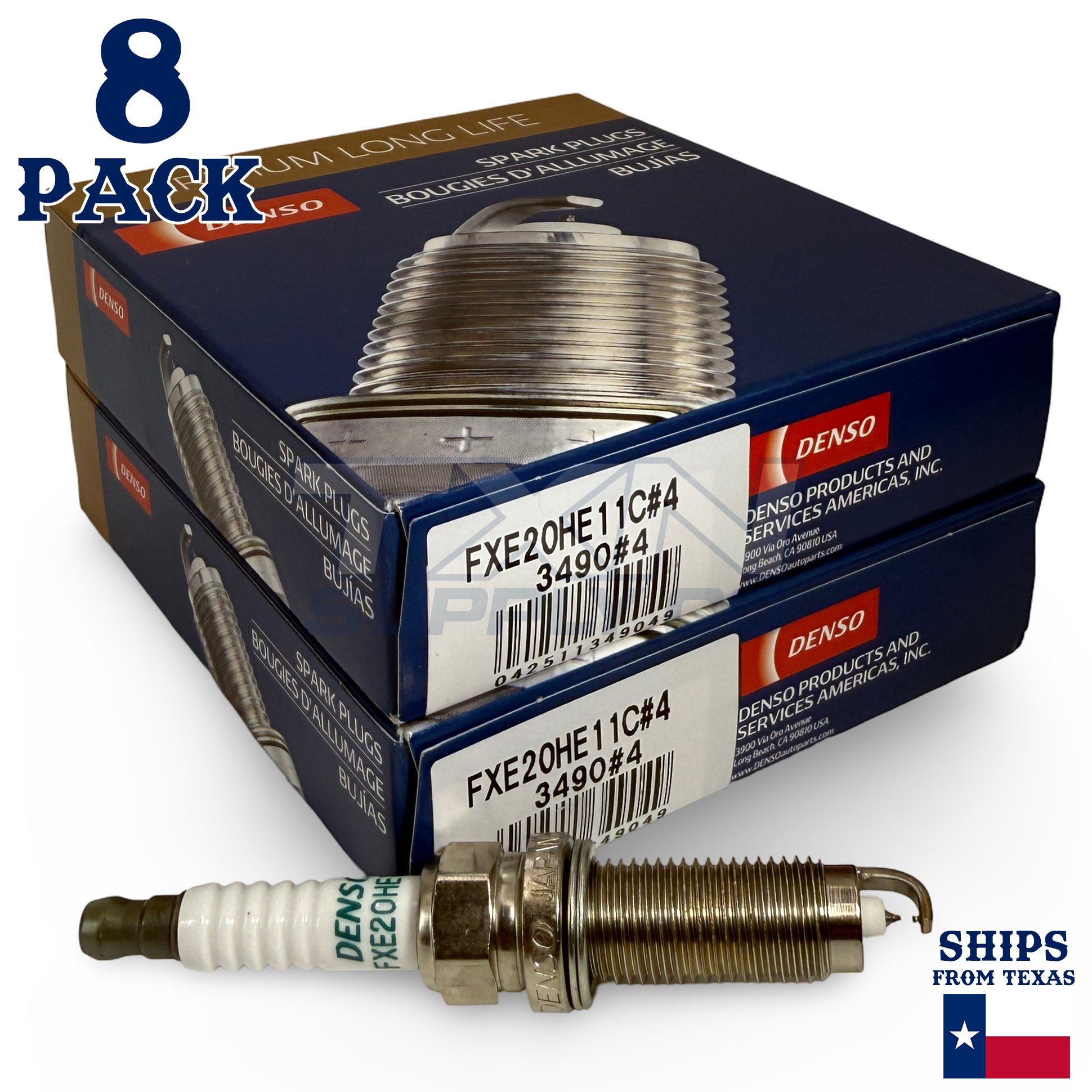8 Pack Denso 3490 Iridium Long Life Spark Plugs FXE20HE11C