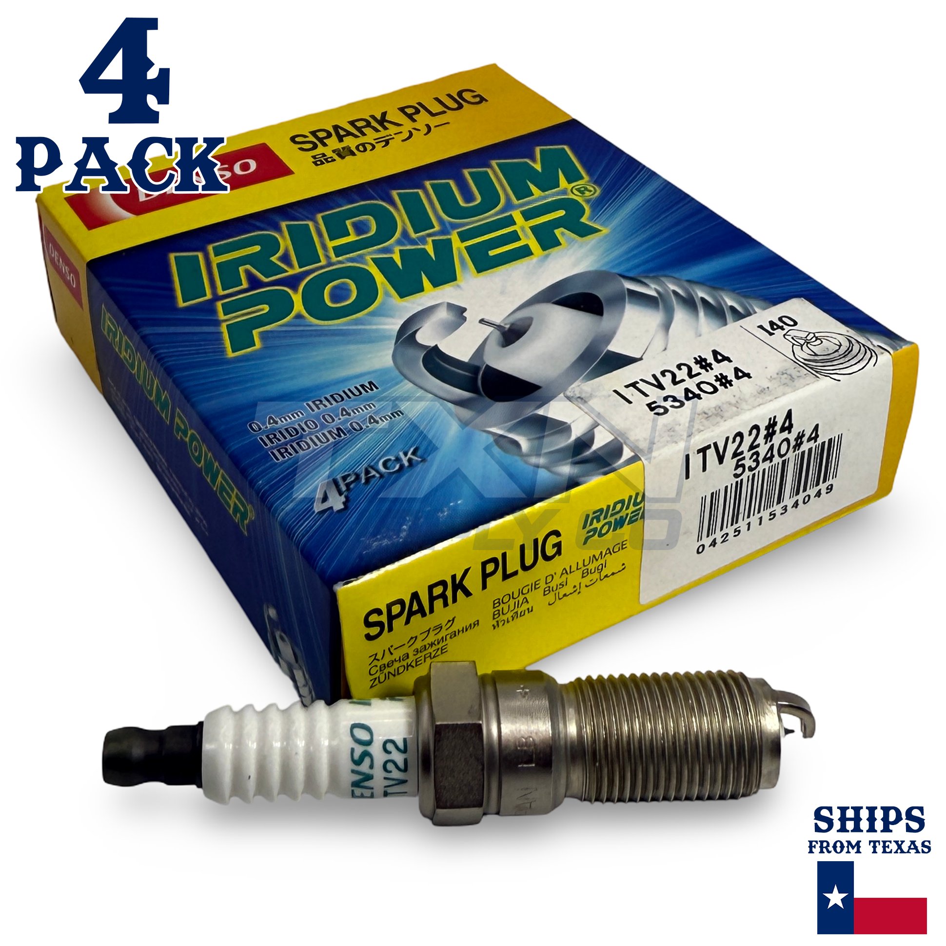 4 Pack Denso 5340 Iridium Power Spark Plugs ITV22 - Image 1