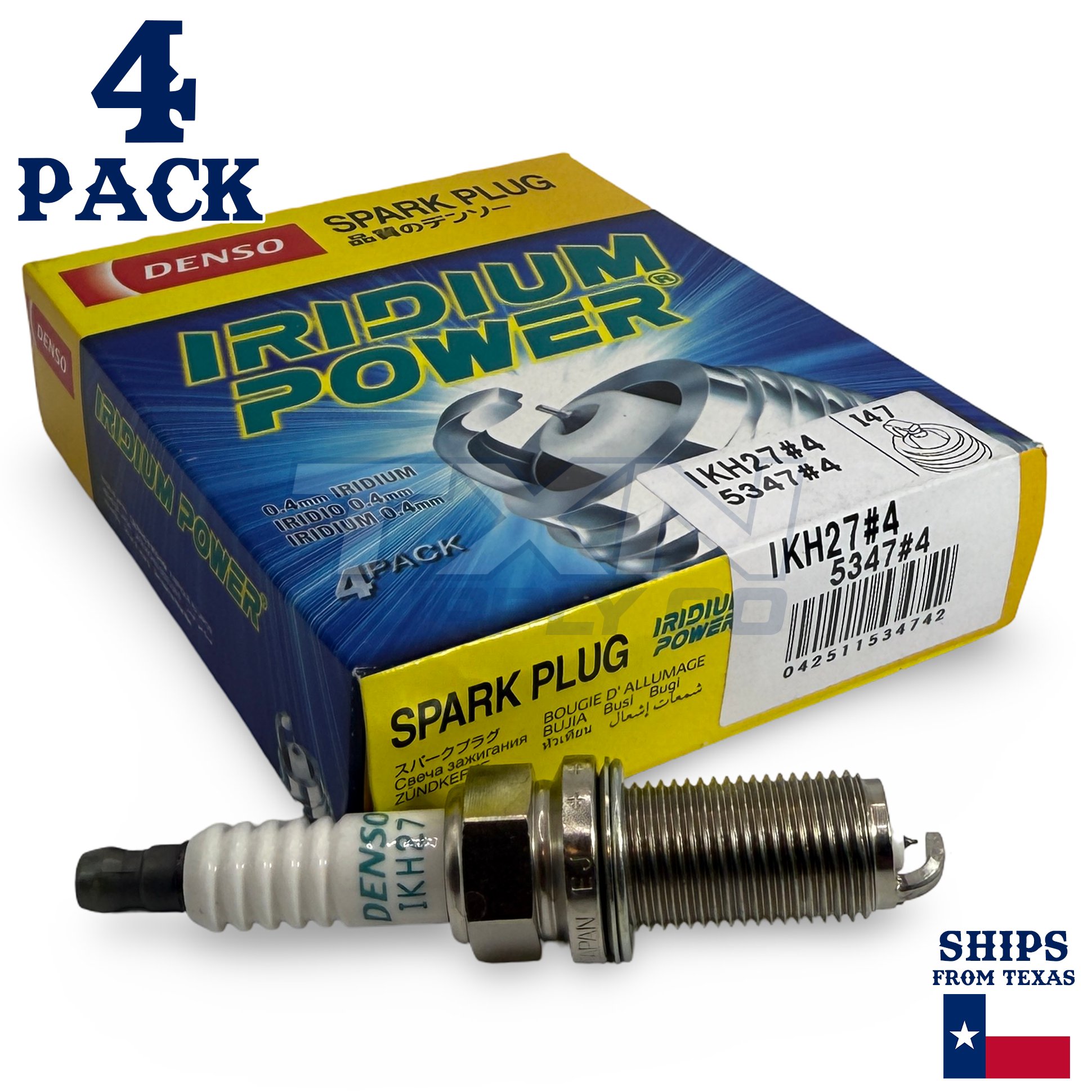 4 Pack Denso 5347 Iridium Power Spark Plugs IKH27 - Image 1