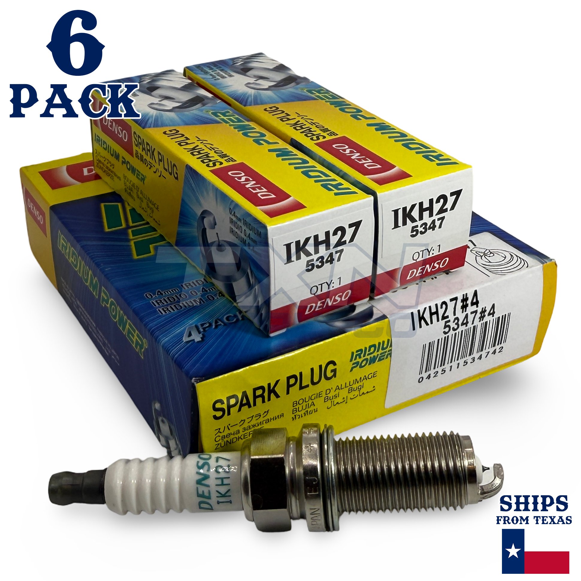 6 Pack Denso 5347 Iridium Power Spark Plugs IKH27