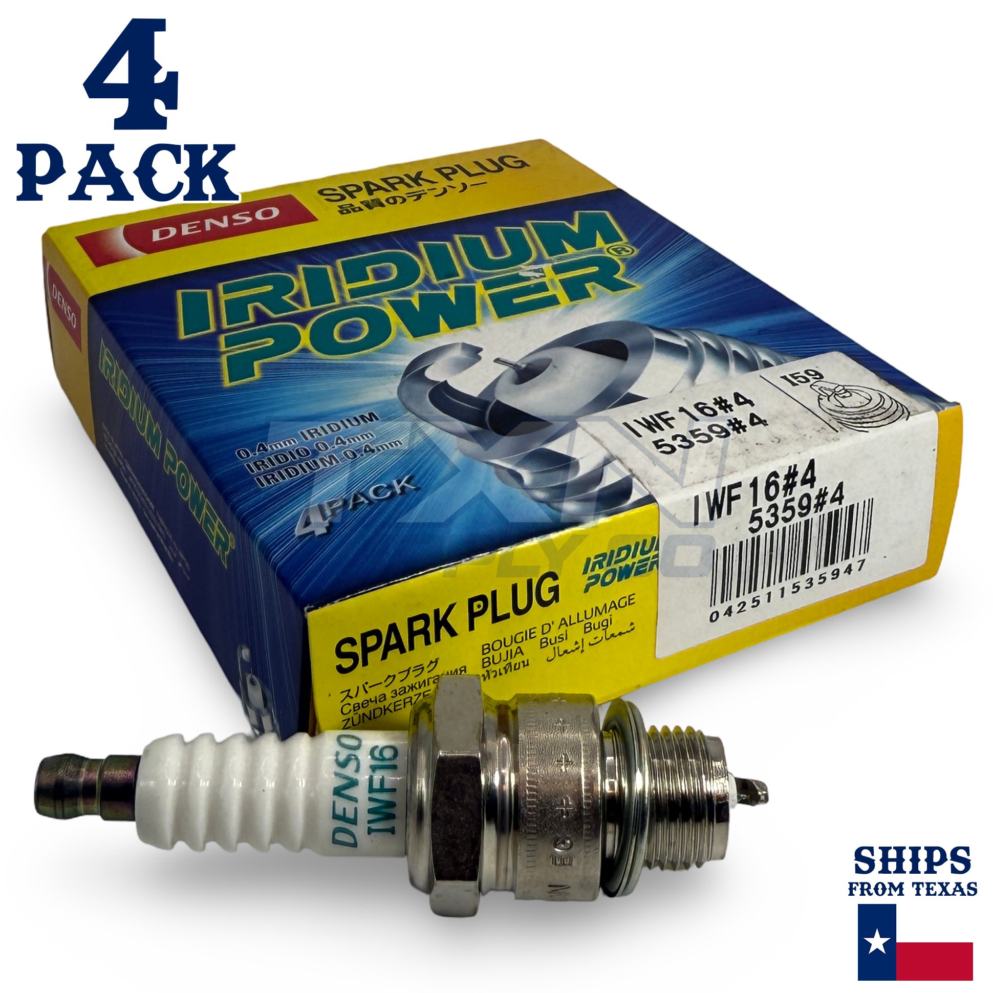 4 Pack Denso 5359 Iridium Power Spark Plugs IWF16 - Image 1
