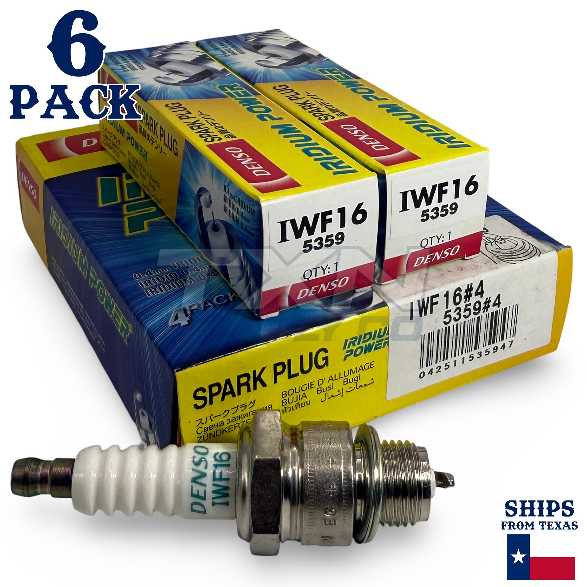 6 Pack Denso 5359 Iridium Power Spark Plugs IWF16