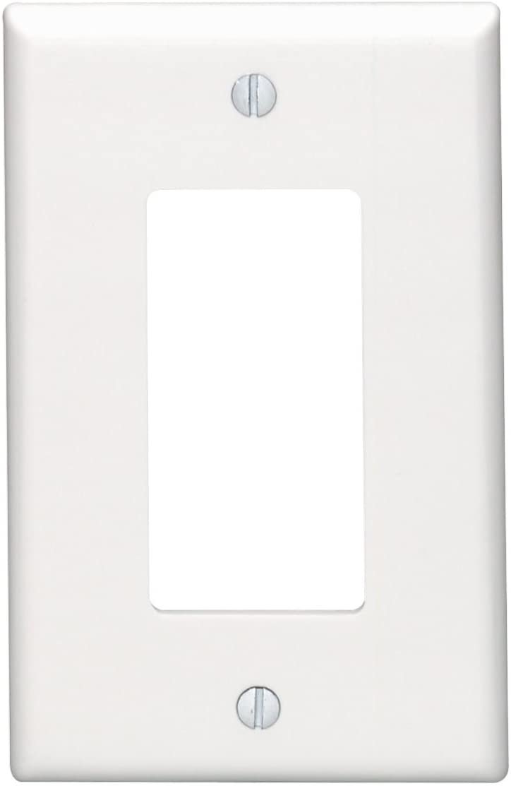 Leviton 80601-W 1-Gang Decora/GFCI Device Wallplate, Midway Size, Thermoset, Device Mount, White - Image 1