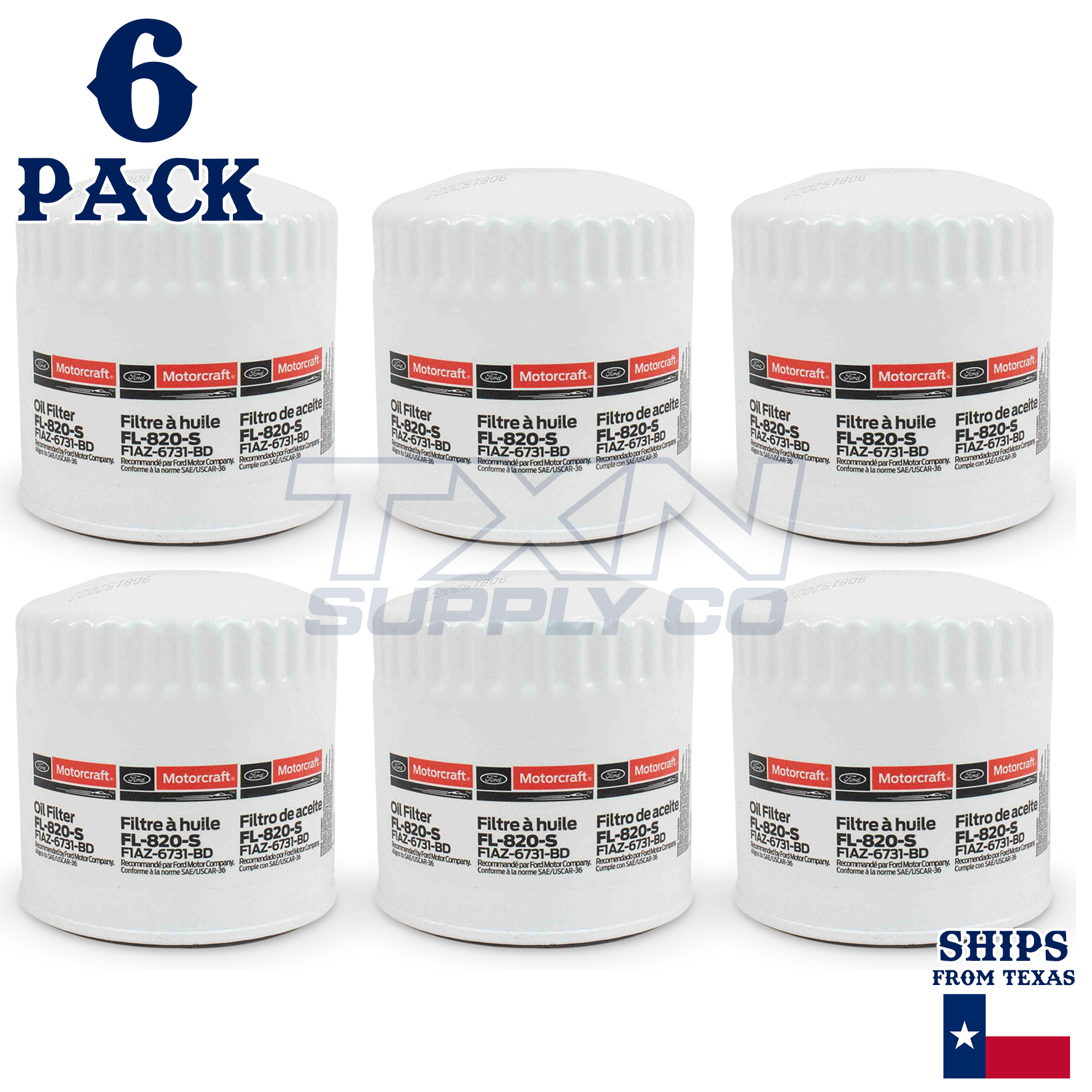 6 Engine Oil Filters Genuine FORD Motorcraft Replace OEM # FL820S