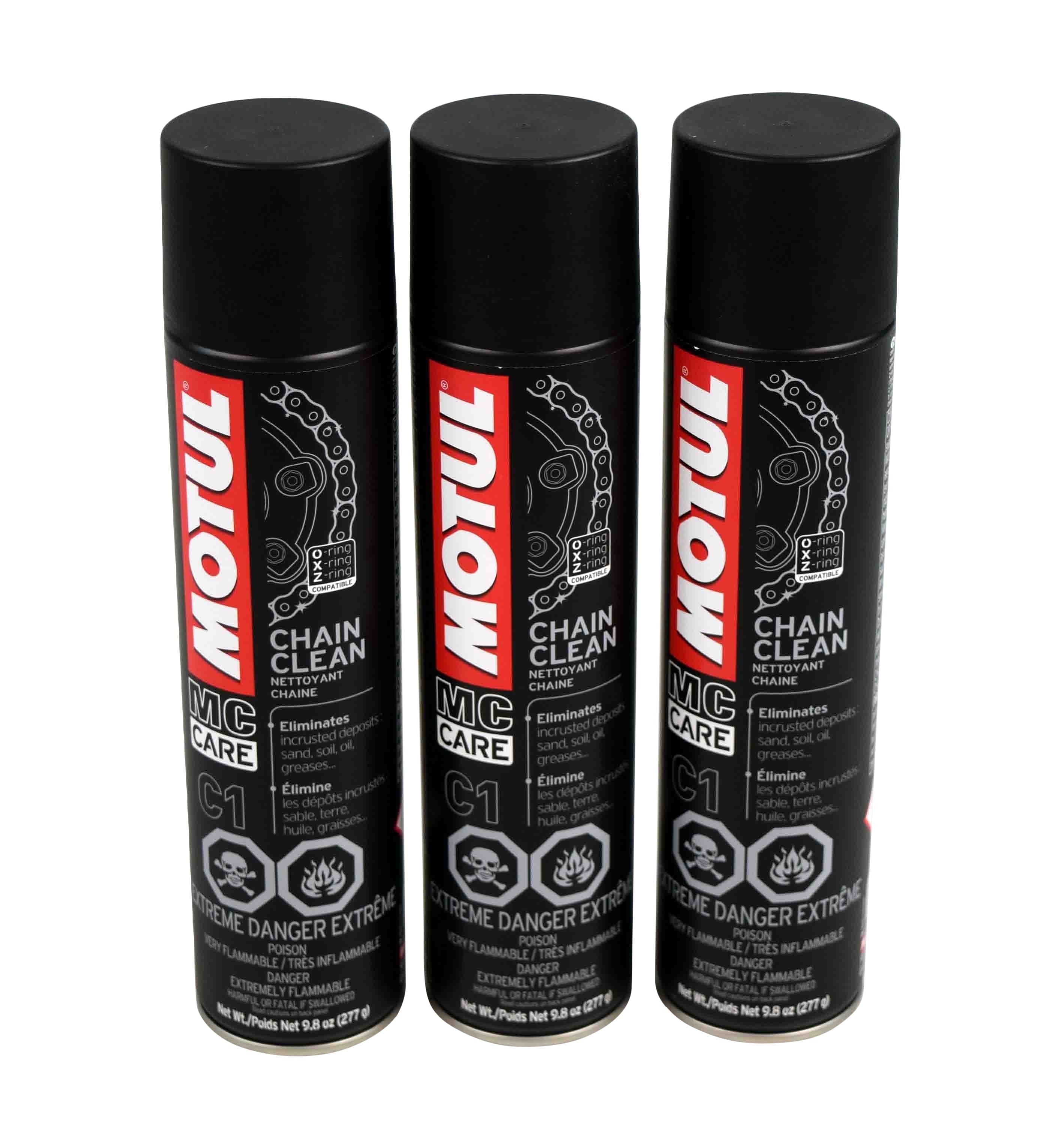 Motul 103243 C1 Chain Clean O, X & Z-Ring Compatible 400mL/9.8 Fl oz Can 3 Pack - Image 1
