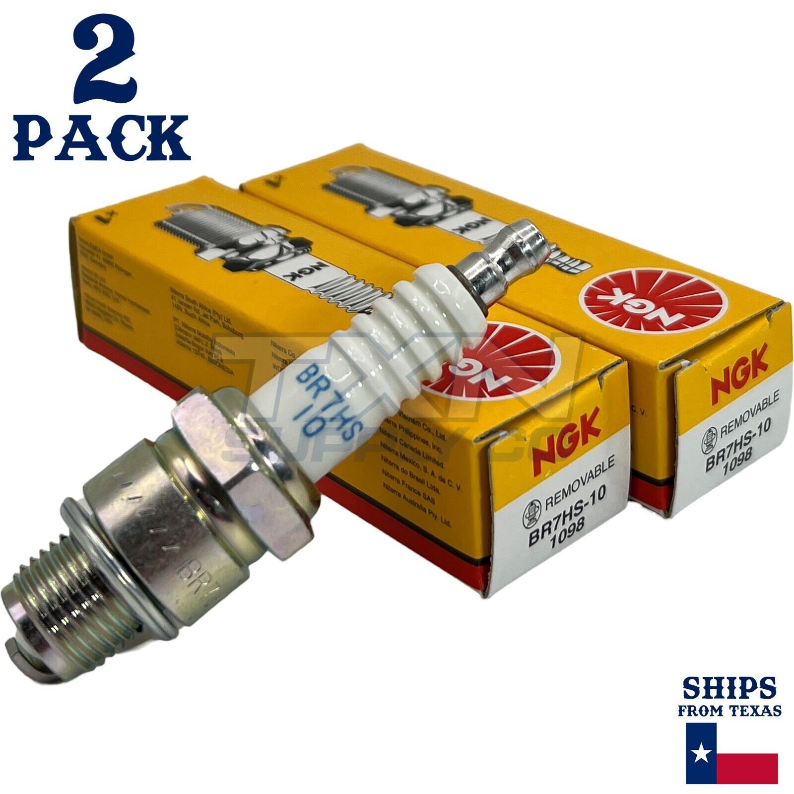 NGK 1098 Spark Plugs BR7HS10 - 2 Pack - Image 1