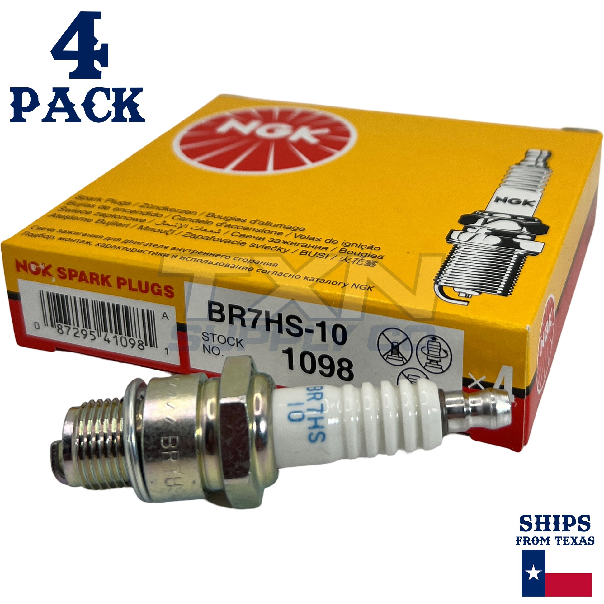 NGK 1098 Spark Plug BR7HS10 - 4 Pack - Image 1