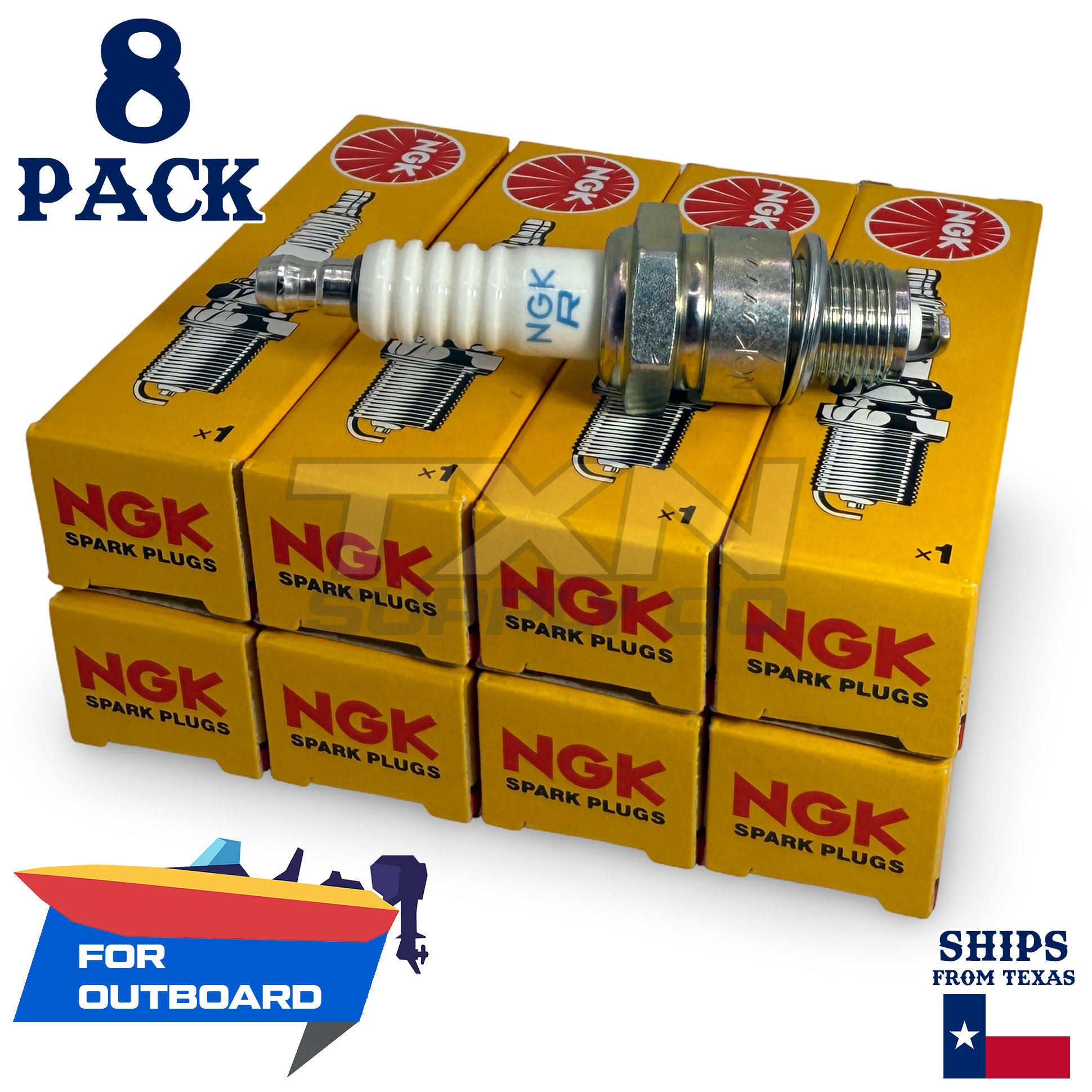 8 NGK Spark Plugs - For Yamaha 15 15FMHL 2-Stroke 2006-2010 Outboard Motor