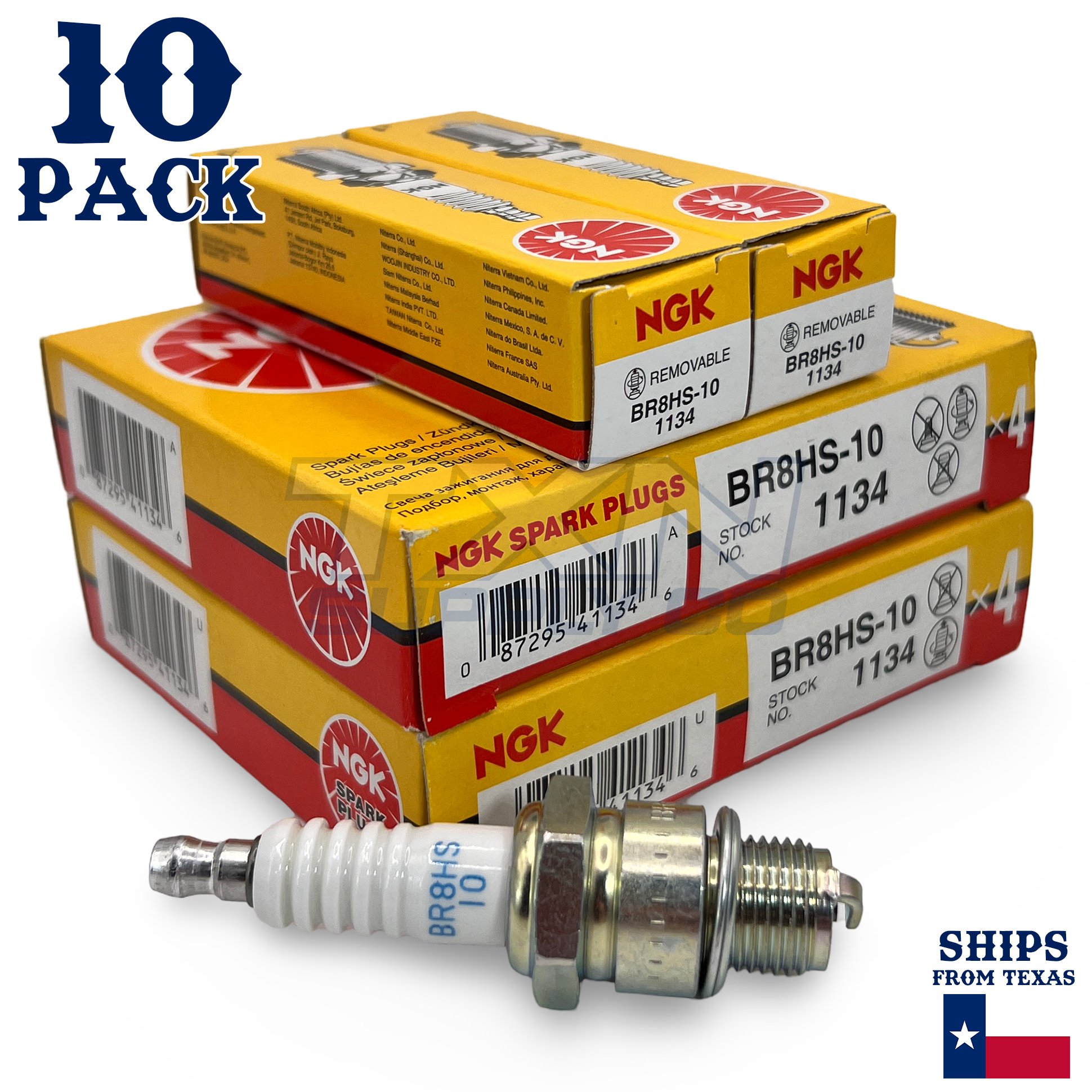 NGK 1134 Spark Plug BR8HS-10 - 10 Pack - Image 1