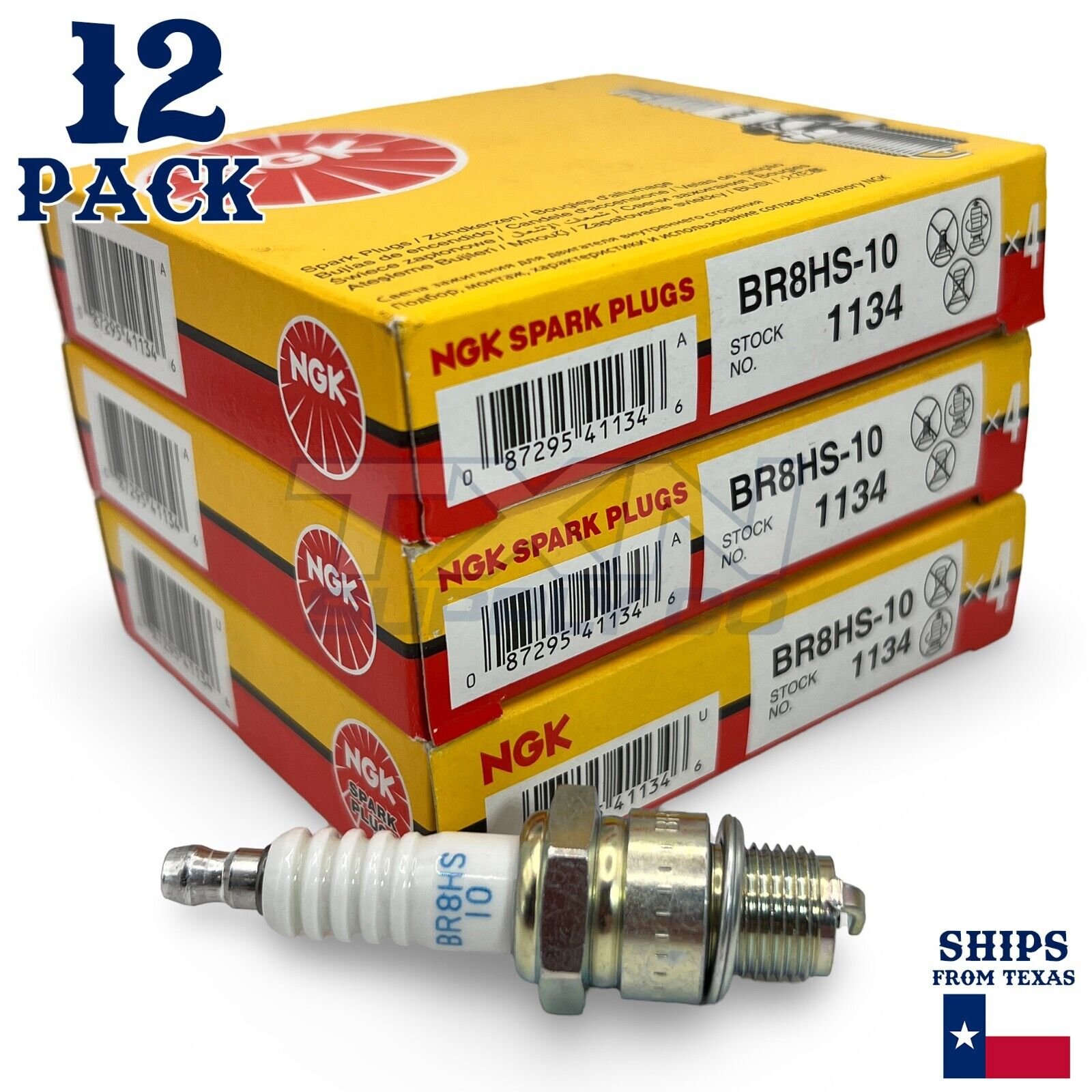 12 pc NGK 1134 BR8HS-10 Standard Spark Plugs for TR24-10 QL78C E8RC E3.32 - Image 1
