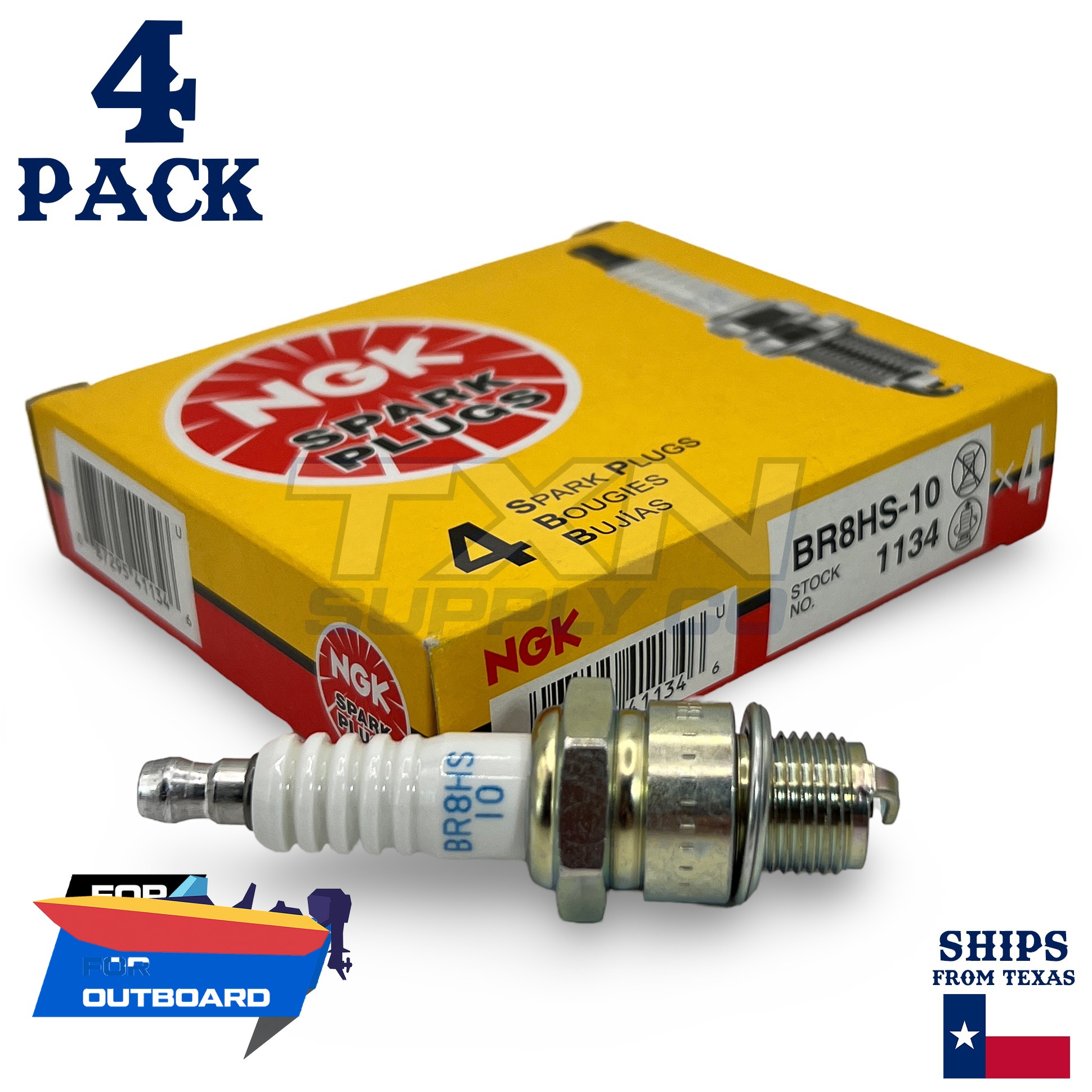 4 NGK Spark Plugs - For Yamaha 200 L200 FETOX 2-Stroke 2005- Outboard Motor - Image 1