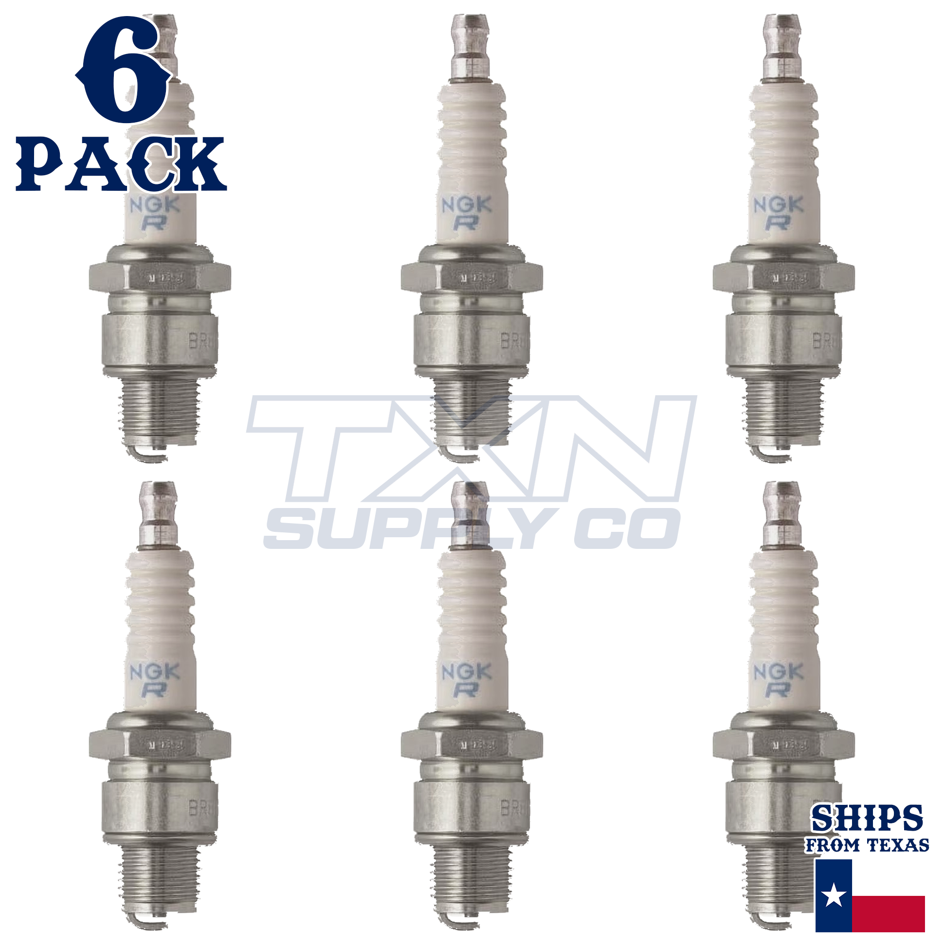6 pc NGK 1134 Standard Spark Plugs for 09482-00280 09482-00370 6073 883M 94701-00247 94702-00247 94709-00247 E3.32 E8RC QL78C TR24-10 Ignition Wire Secondary - Image 1