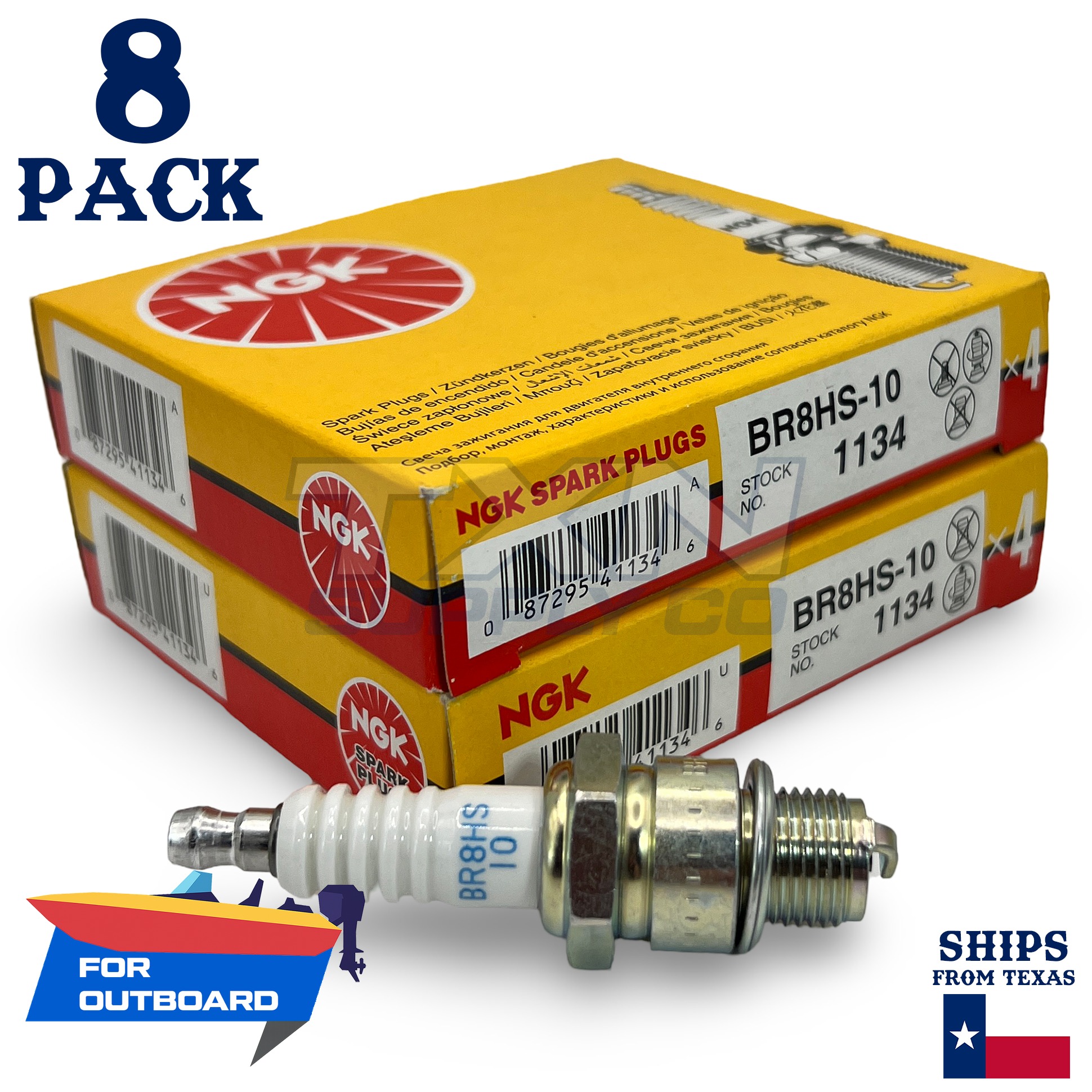 8 NGK Spark Plugs - For Yamaha 85 85AETX 2-Stroke 1990- Outboard Motor - Image 1