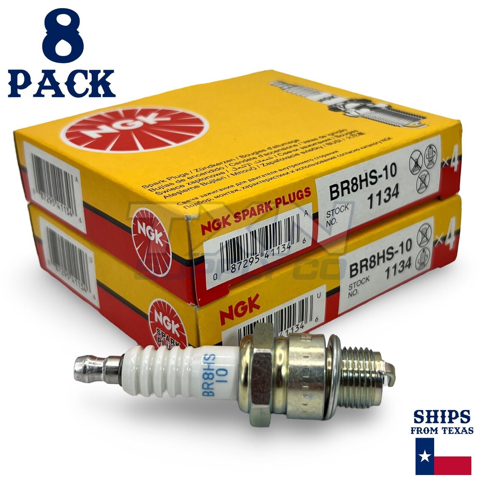 8 pc NGK 1134 BR8HS-10 Standard Spark Plugs for TR24-10 QL78C E8RC E3.32 - Image 1