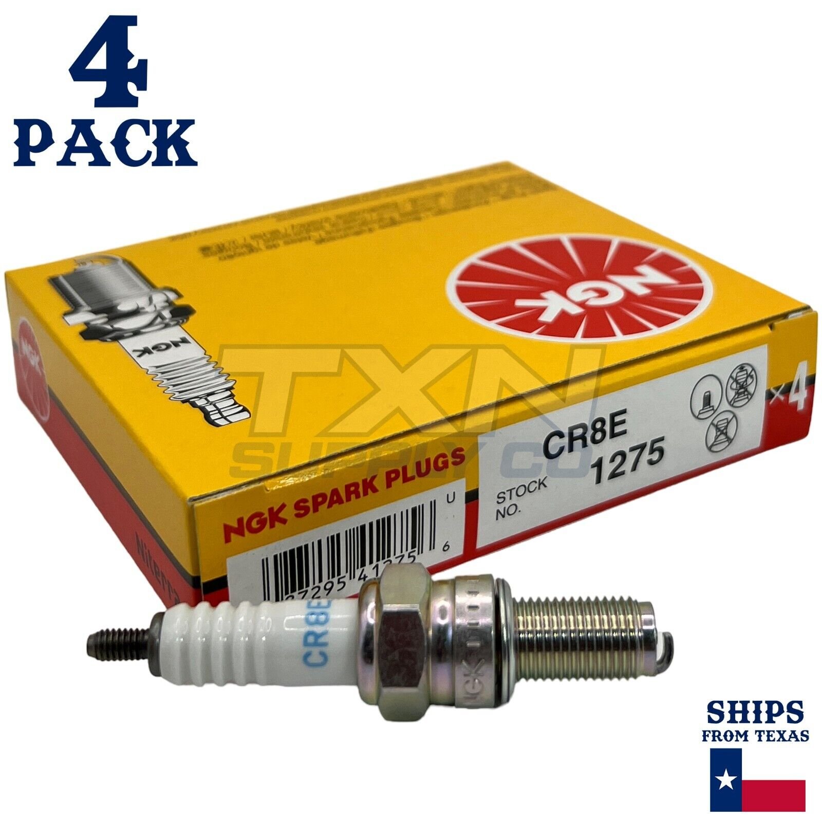 NGK 1275 Standard Spark Plug CR8E - 4 Pack - Image 1