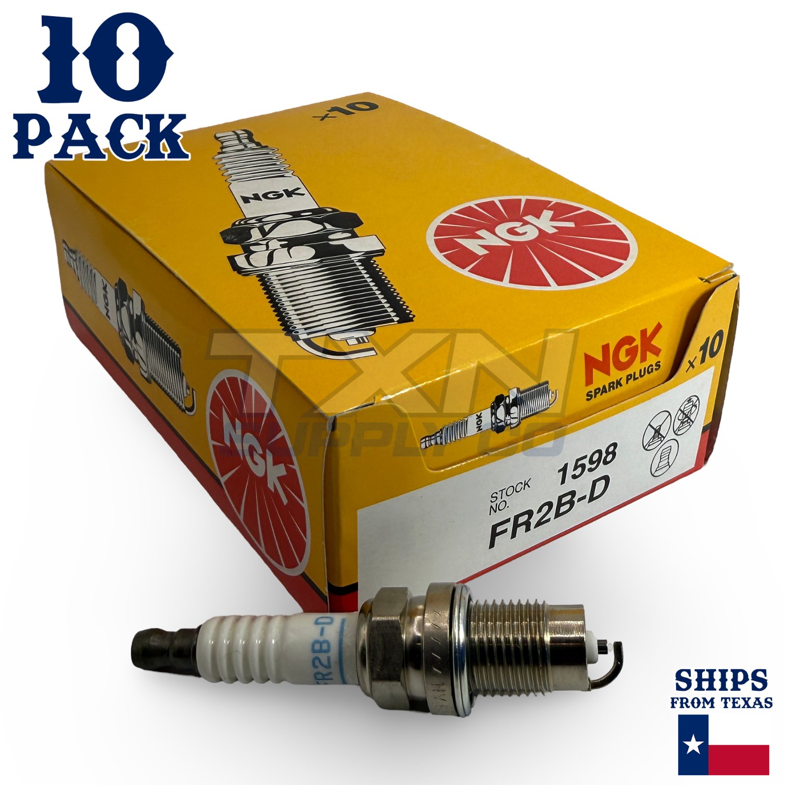 10 Pack NGK 1598 Spark Plugs FR2B-D - Image 1