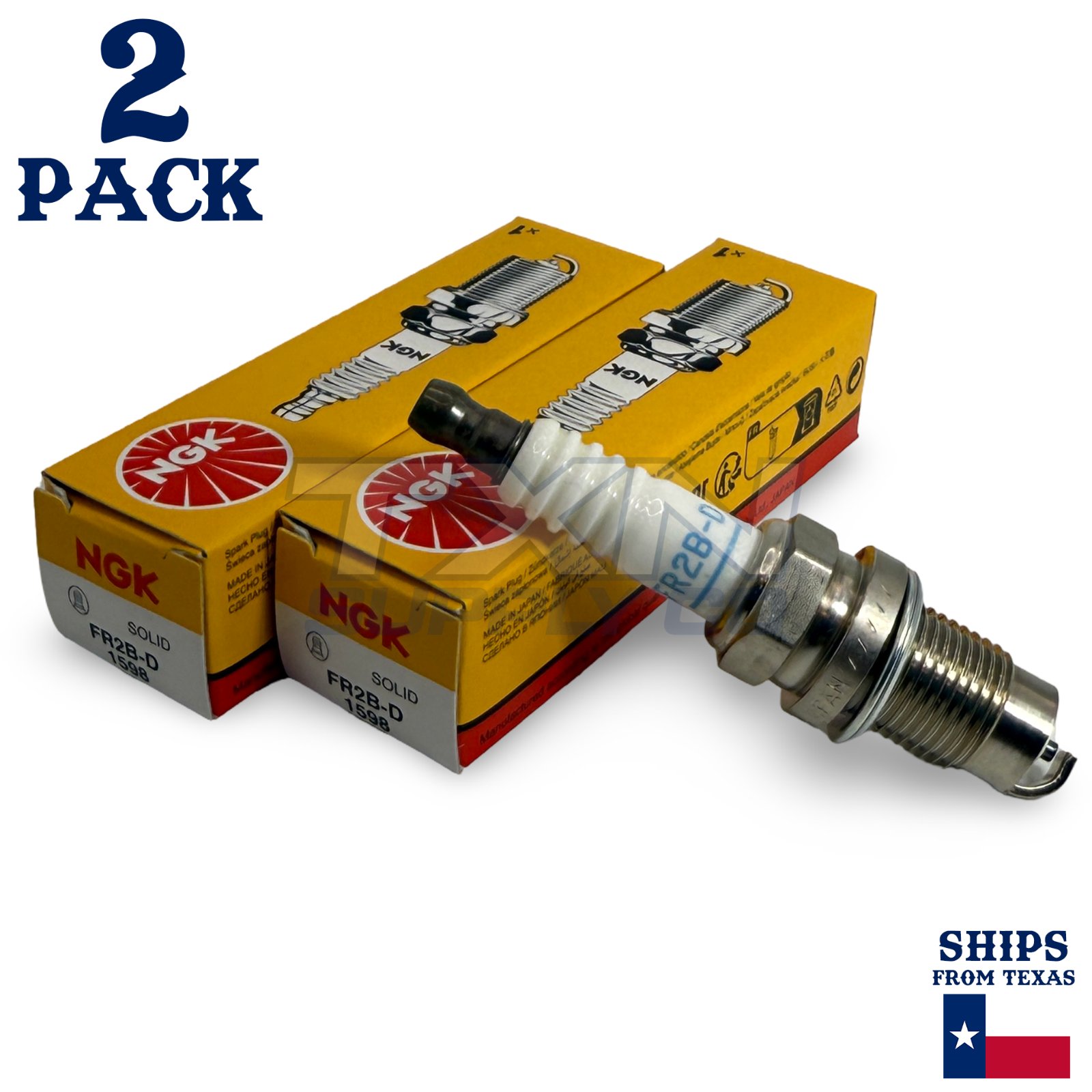 2 Pack NGK 1598 Spark Plugs FR2B-D - Image 1