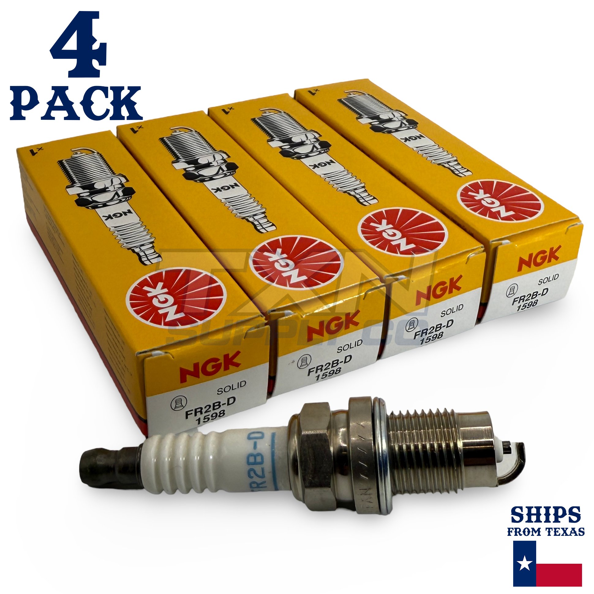 4 Pack NGK 1598 Spark Plugs FR2B-D - Image 1