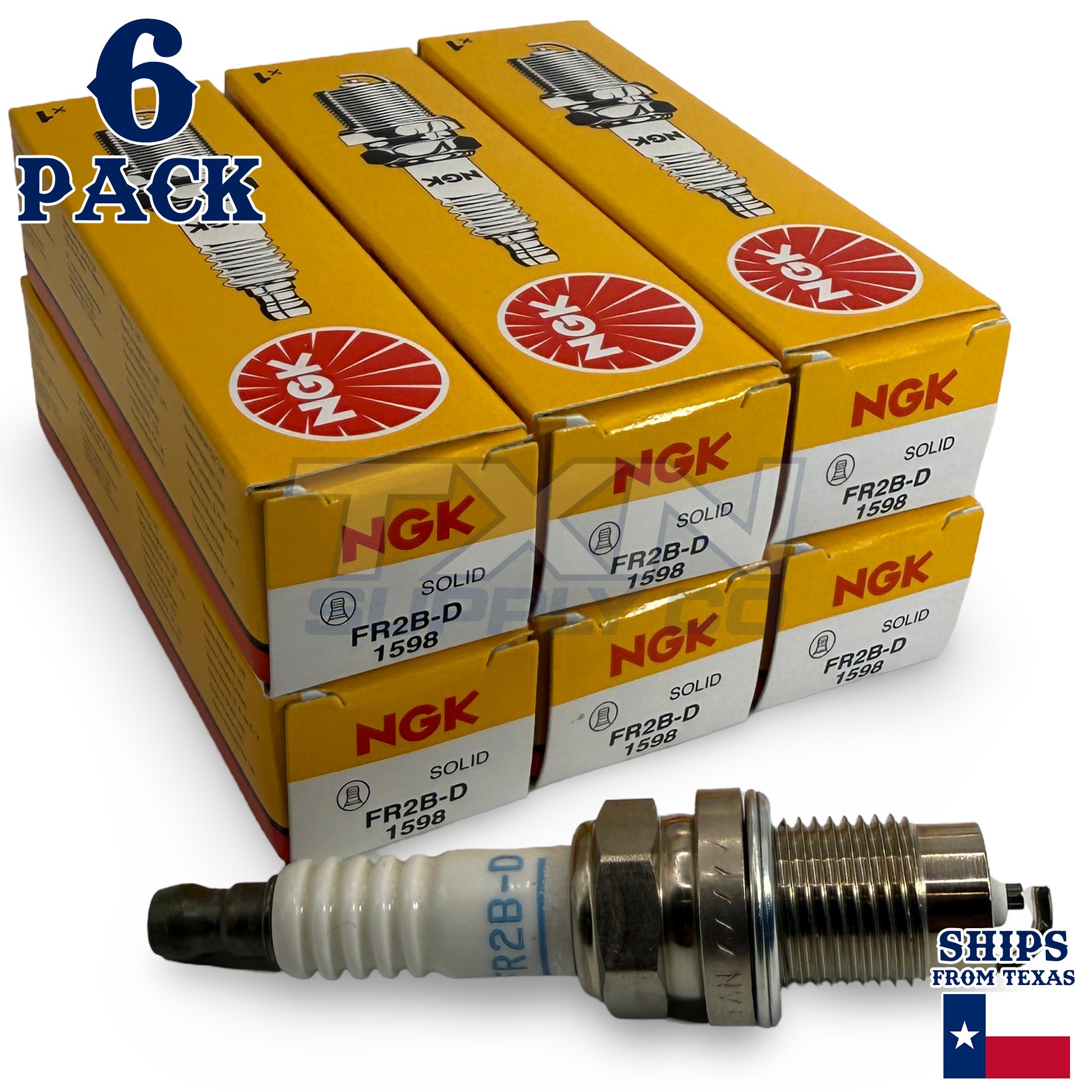 6 Pack NGK 1598 Spark Plugs FR2B-D - Image 1