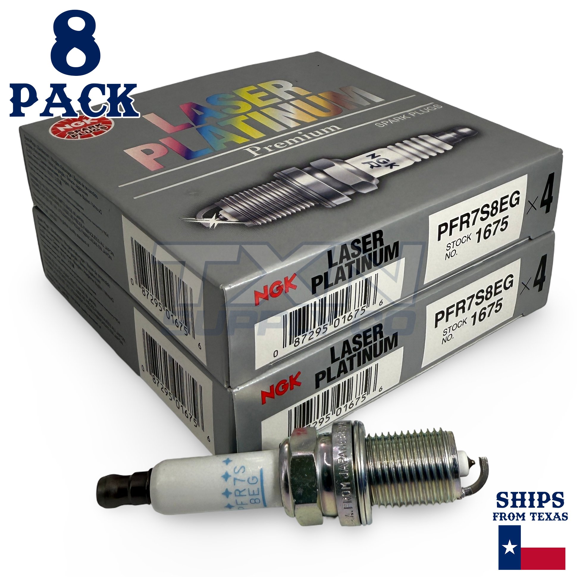 8 Pack NGK V-Power 1675 Spark Plugs PFR7S8EG