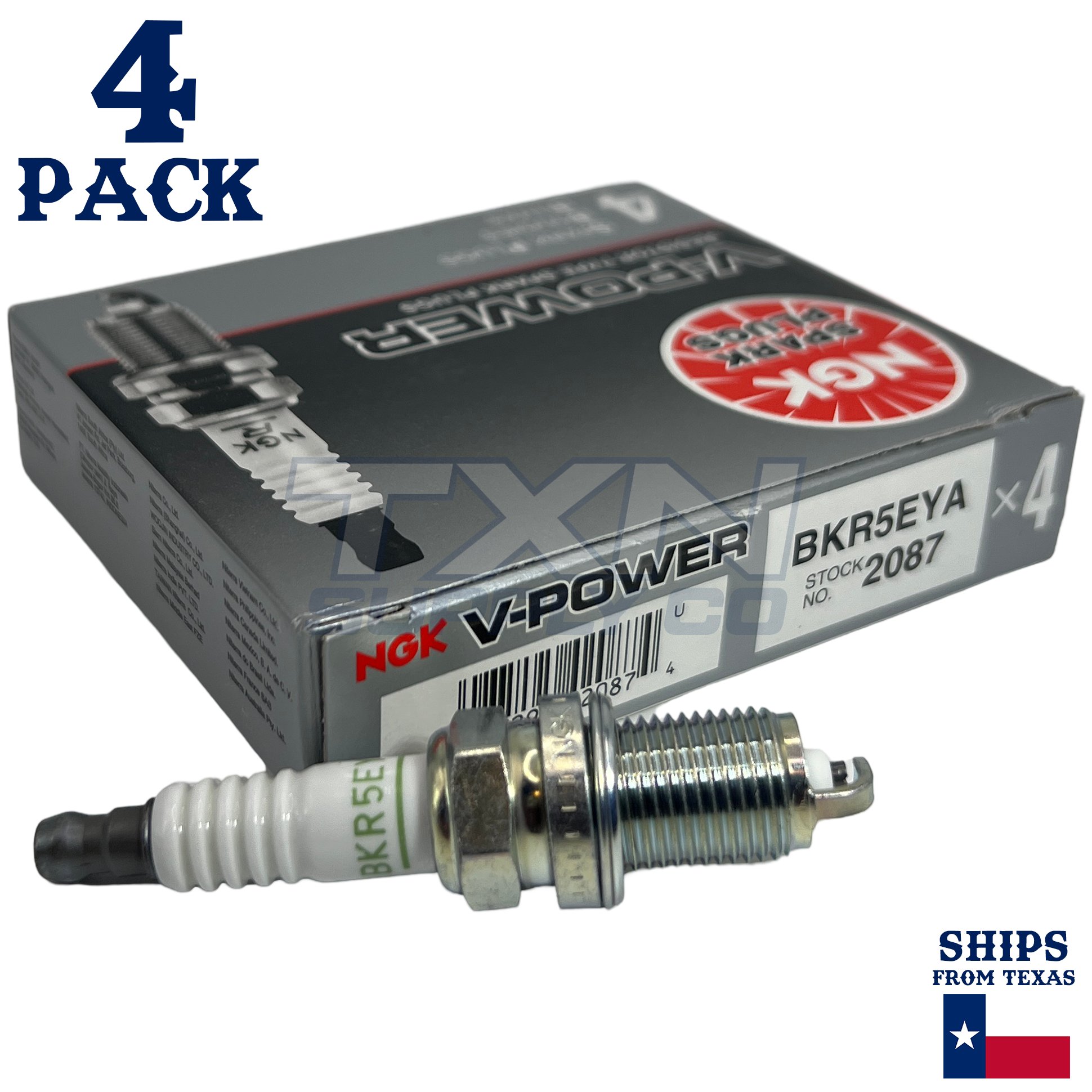 4 Pack NGK V-Power 2087 Spark Plugs BKR5EYA - Image 1