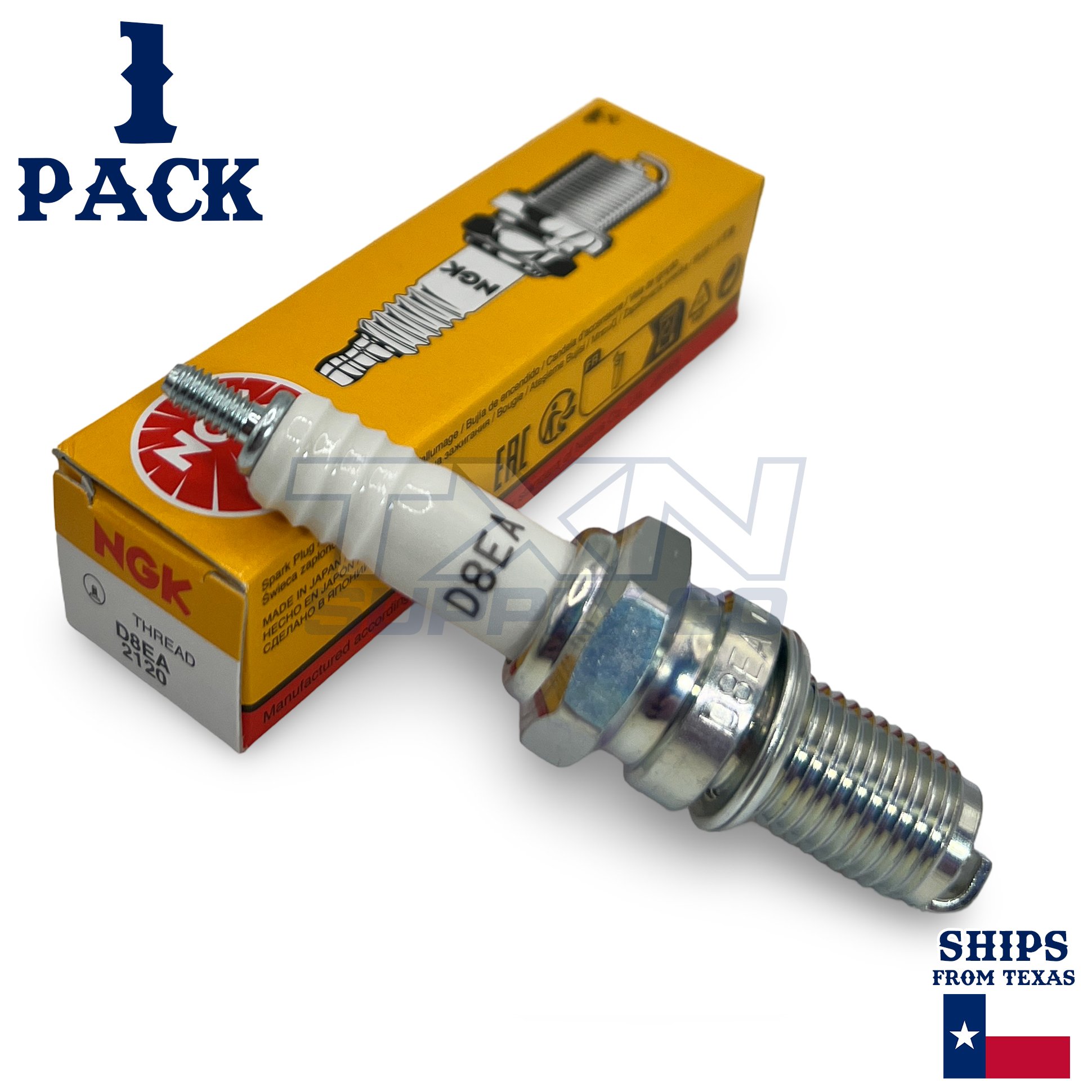 NGK 2120 Spark Plug D8EA - 1 Pack - For Yamaha WARRIOR 350 1987-2000 - Image 1