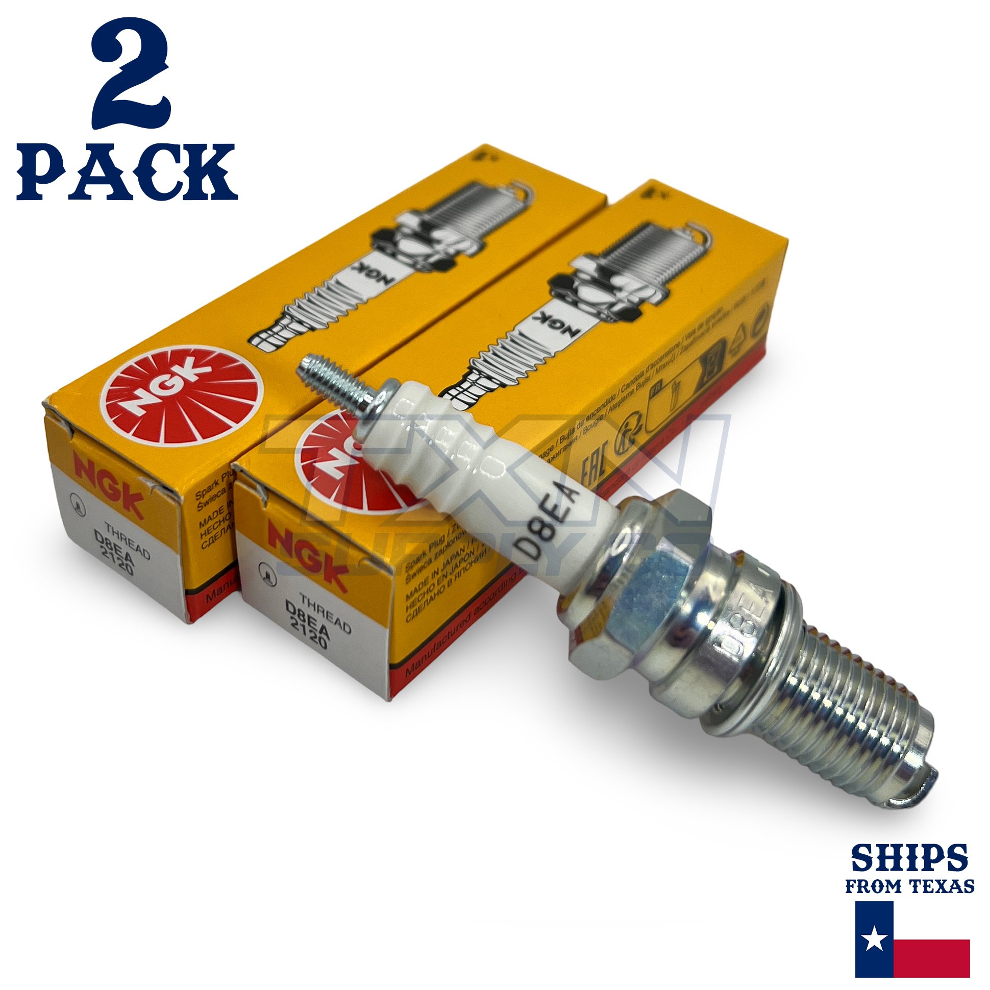 Wings NGK Spark Plug Plugs D8EA #2120 Bayou Wolverin GL1000 TW200 CH250 CF250 Pack of 2 - Image 1