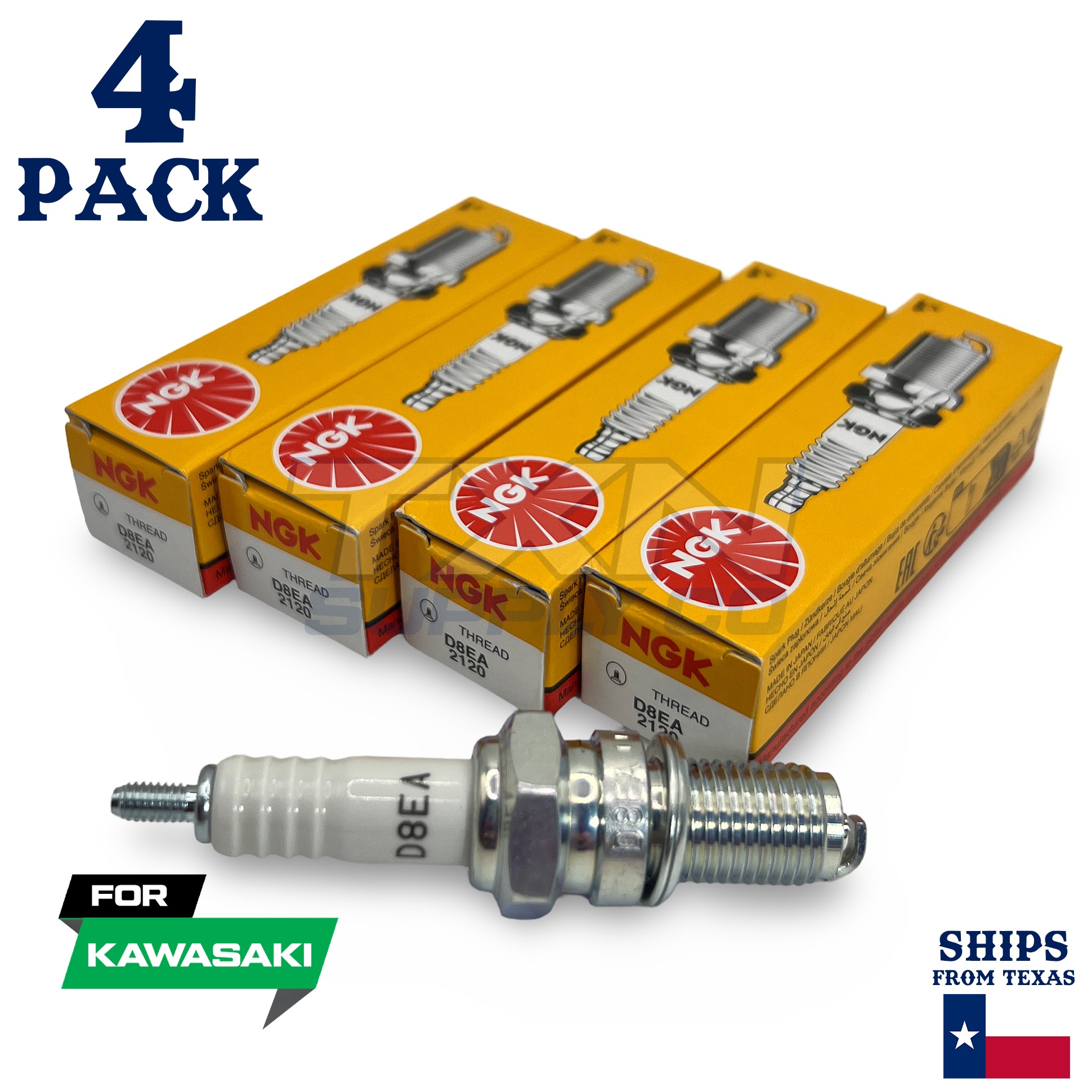 4 Pack NGK Spark Plug - For 1980-1981 Z 400 J (KZ400J) Kawasaki Motorcycle - Image 1
