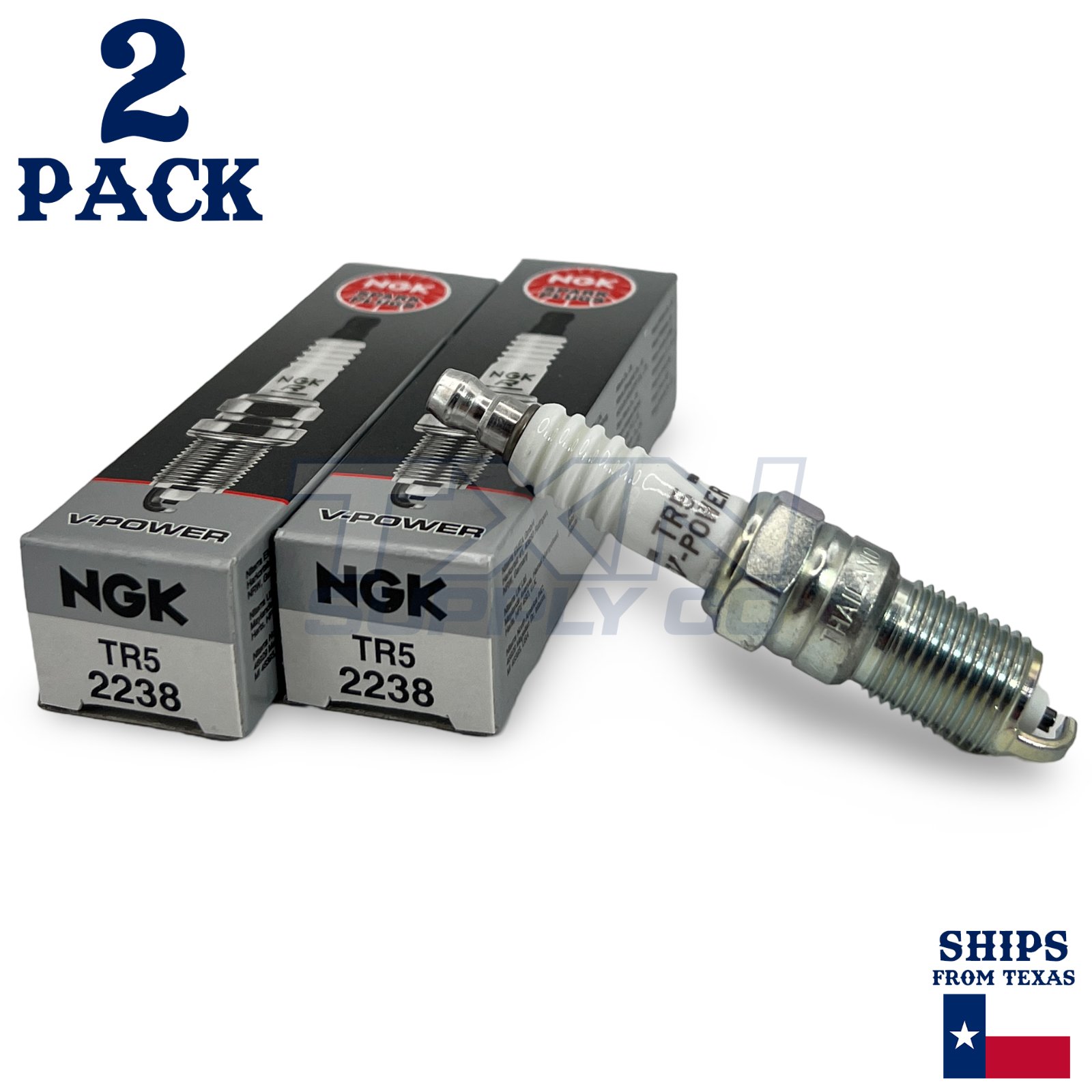 2 Pack NGK 2238 V-Power Spark Plugs TR5 - Image 1