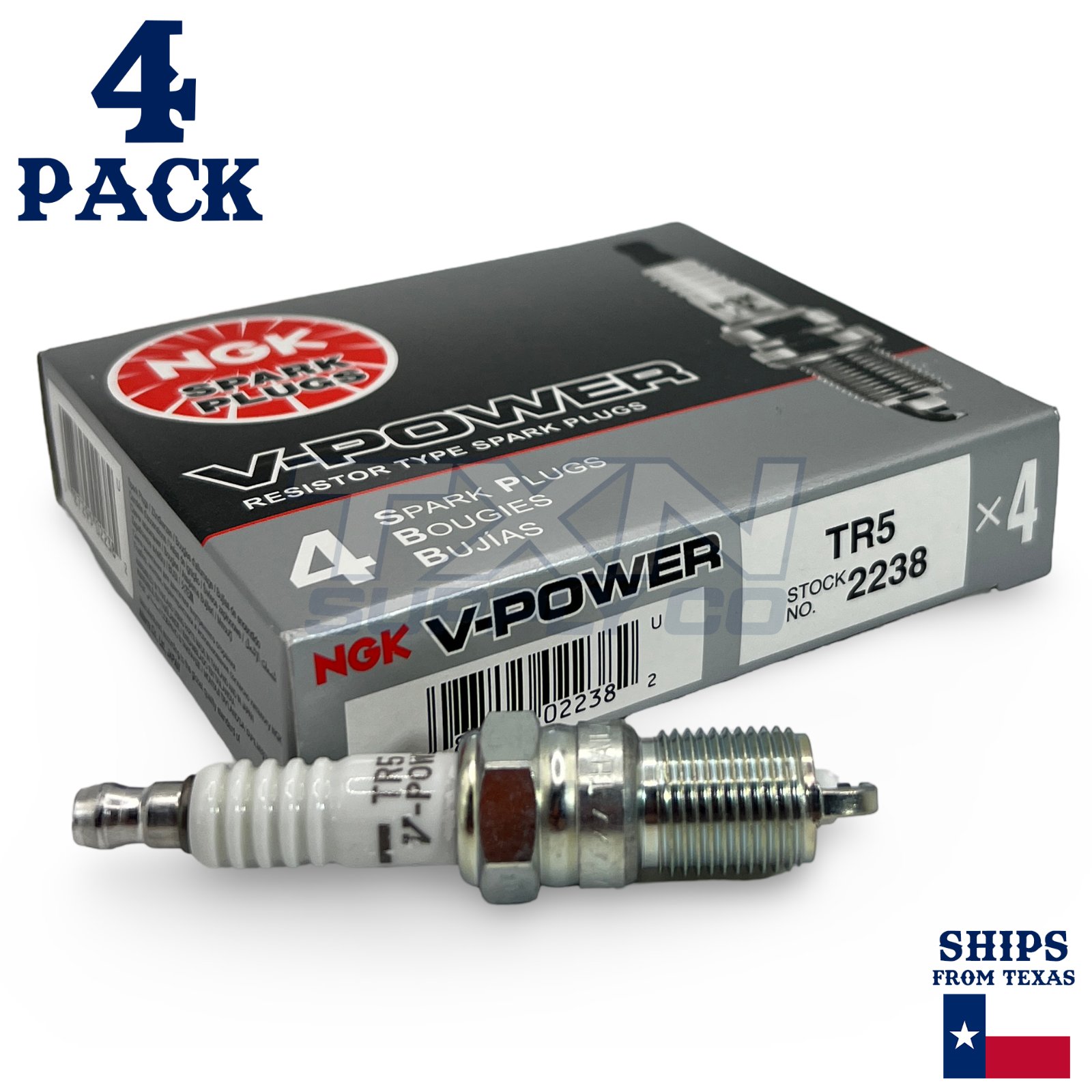 4 Pack NGK 2238 V-Power Spark Plugs TR5 - Image 1