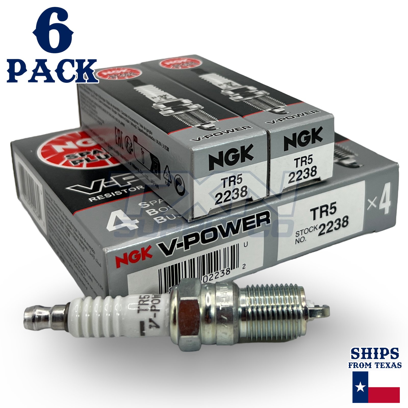 6 Pack NGK 2238 V-Power Spark Plugs TR5