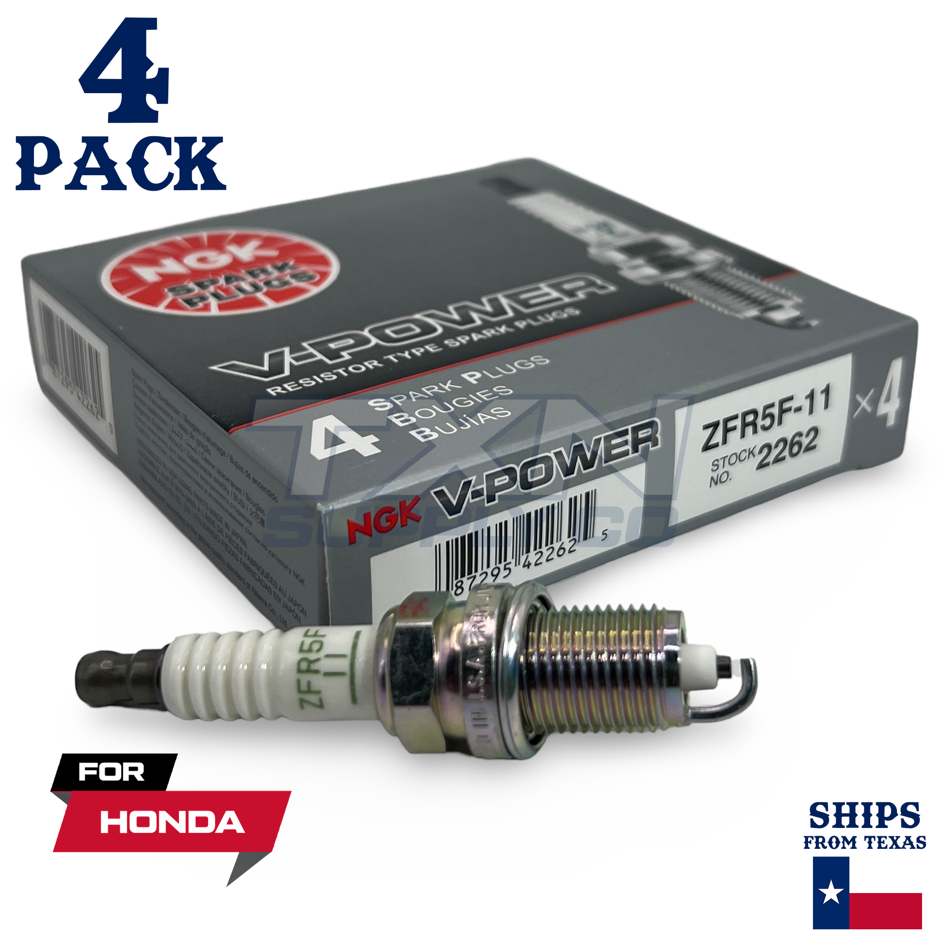4 Pack NGK V-Power Spark Plugs 1990-2002 for Honda Accord 2.2L 2.3L L4 - Image 1