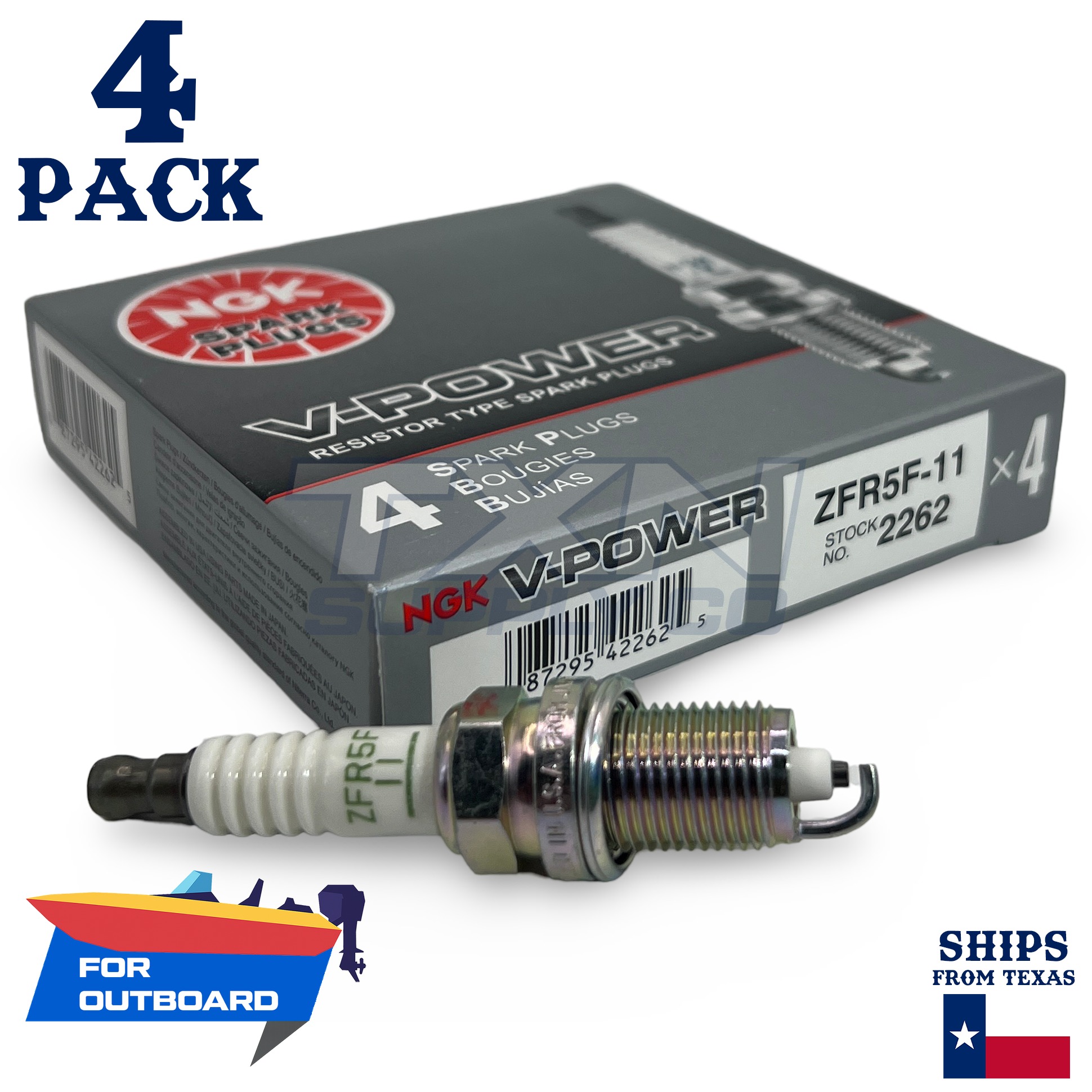 4 NGK Spark Plugs - For Mariner 225 OPTIMAX Outboard Motor - Image 1