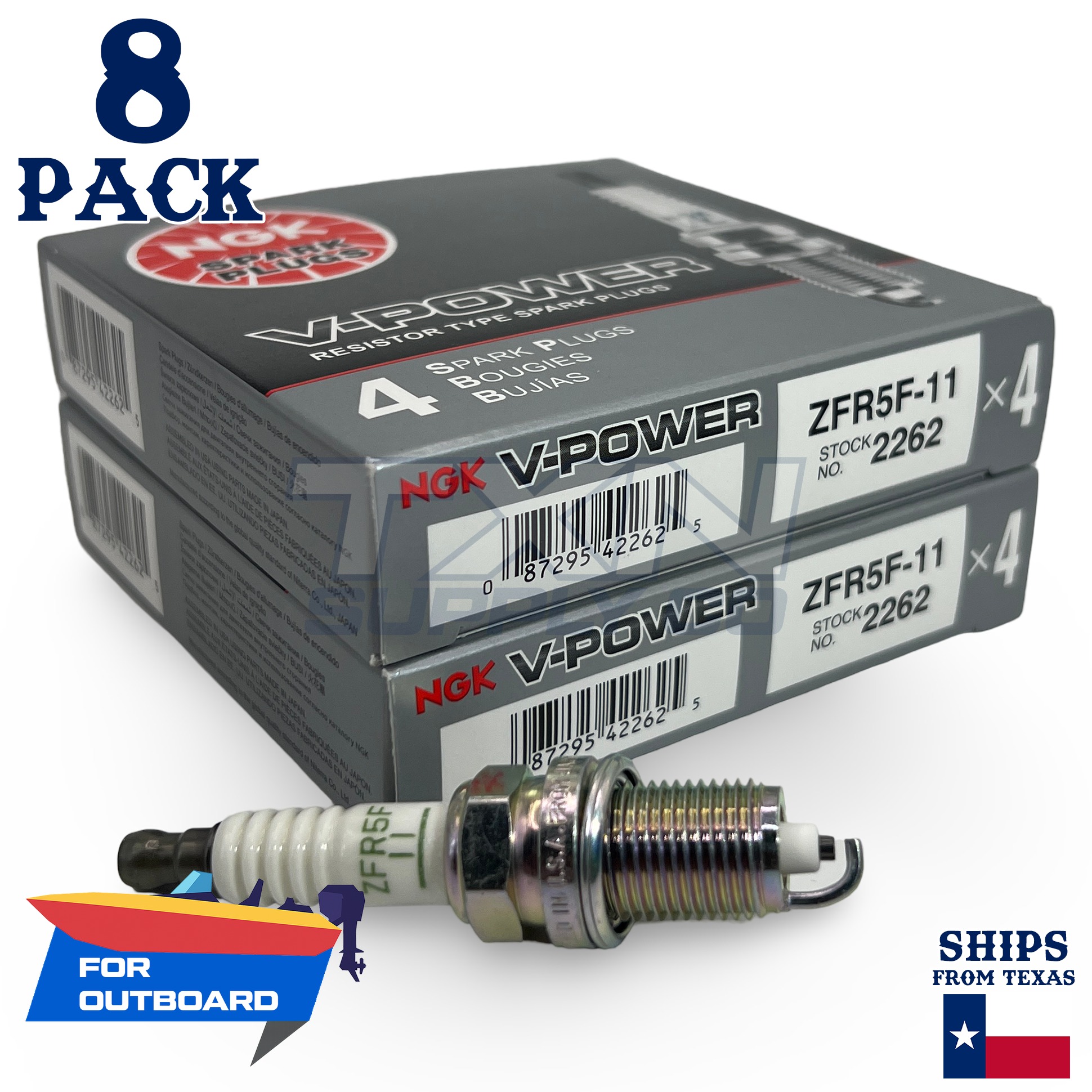 8 NGK Spark Plugs - For Mariner 225 OPTIMAX Outboard Motor - Image 1