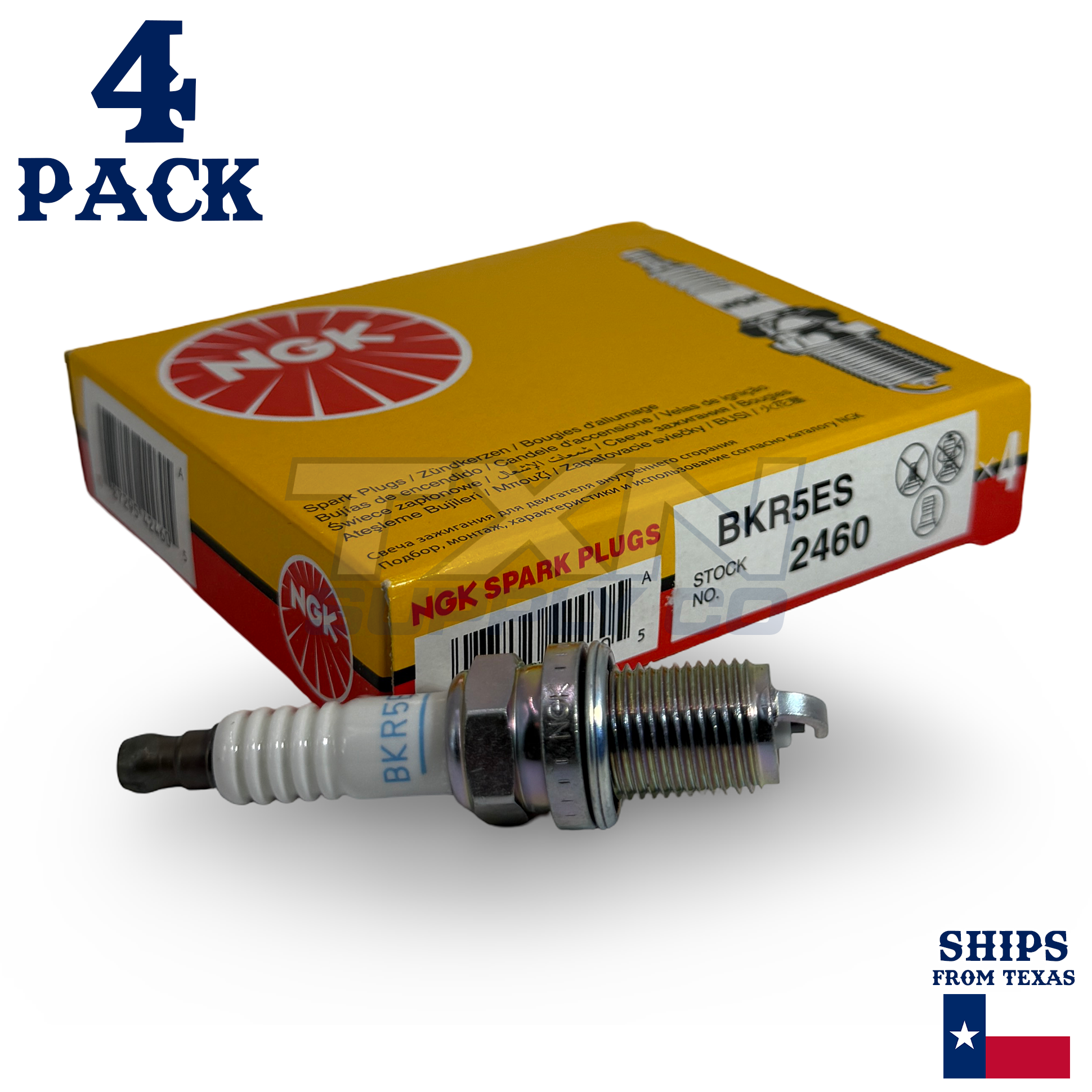 NGK 2460 BKR5ES Spark Plugs 4 Pack - Image 1