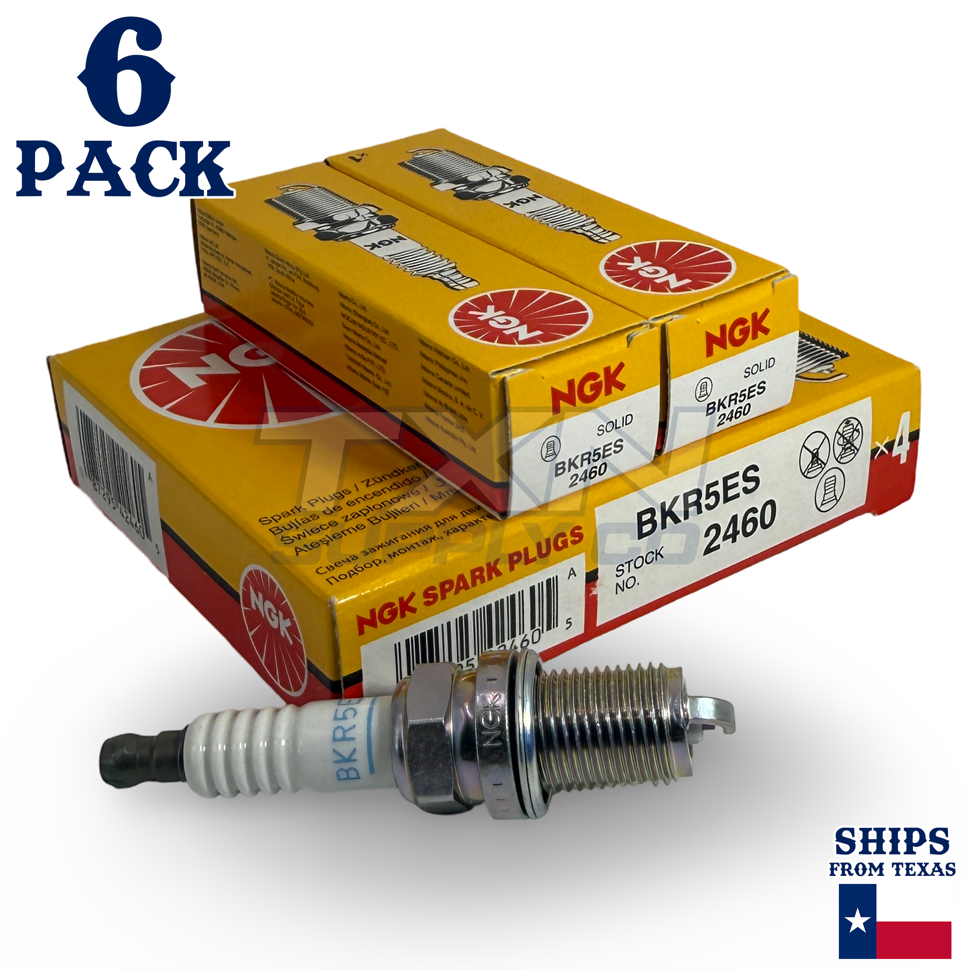 NGK 2460 BKR5ES Spark Plugs 6 Pack - Image 1