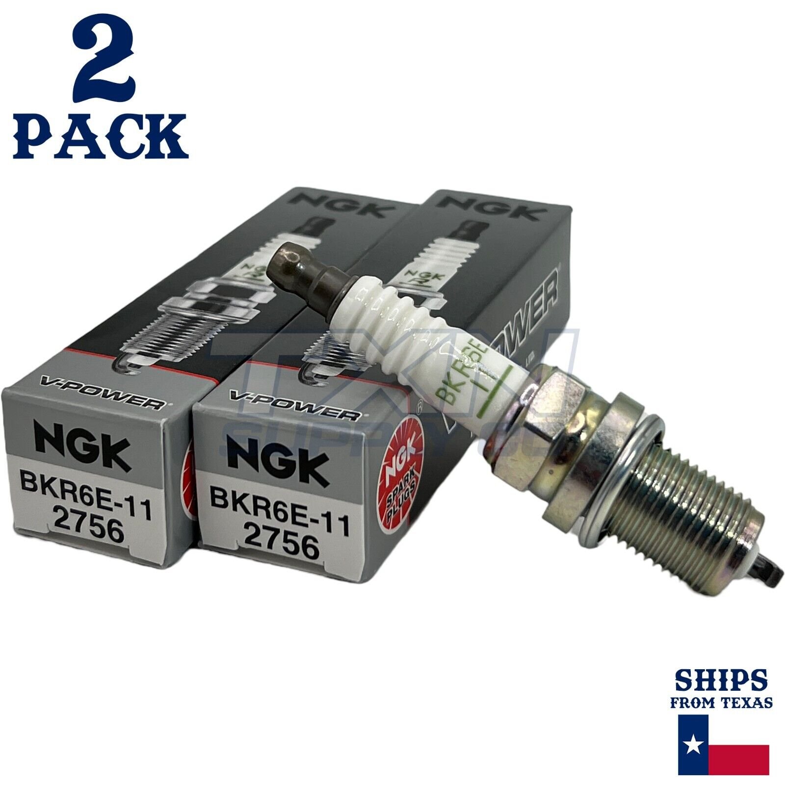 NGK 2756 V-Power Standard Spark Plug BKR6E-11 - 2 Pack - Image 1