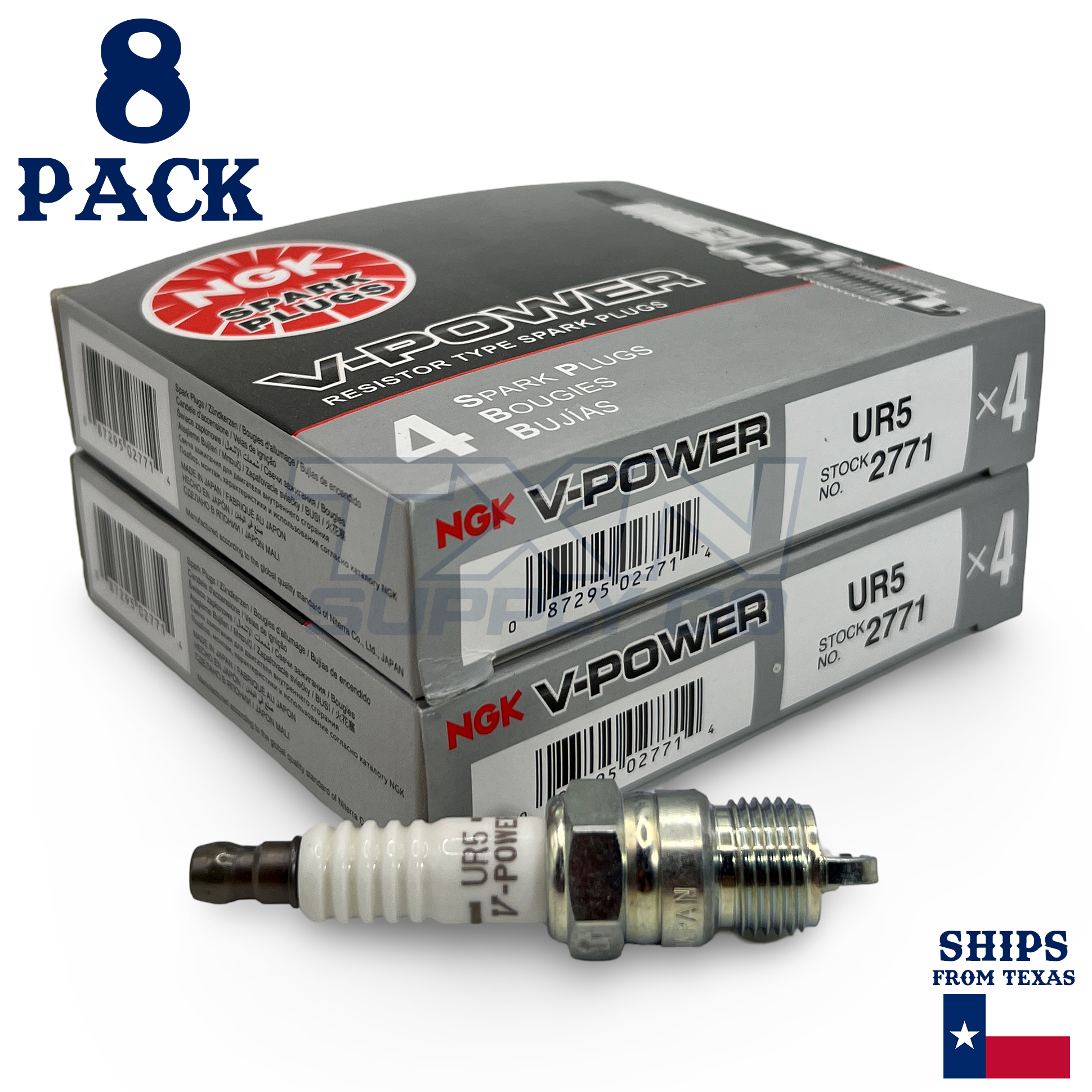 NGK 2771 V-Power Spark Plug UR5 - 8 Pack - Image 1