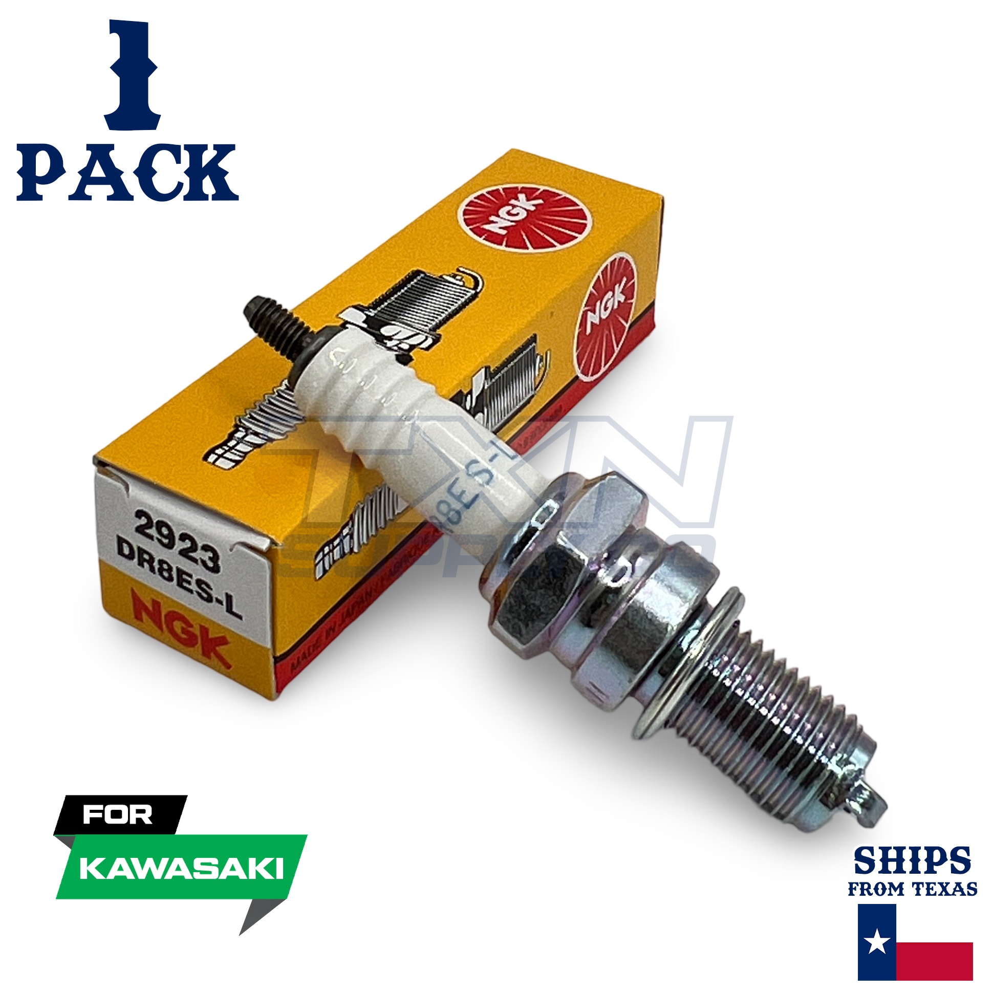 NGK 2923 Spark Plug DR8ESL - 1 Pack - For Kawasaki BAYOU 220 1988-1999 - Image 1
