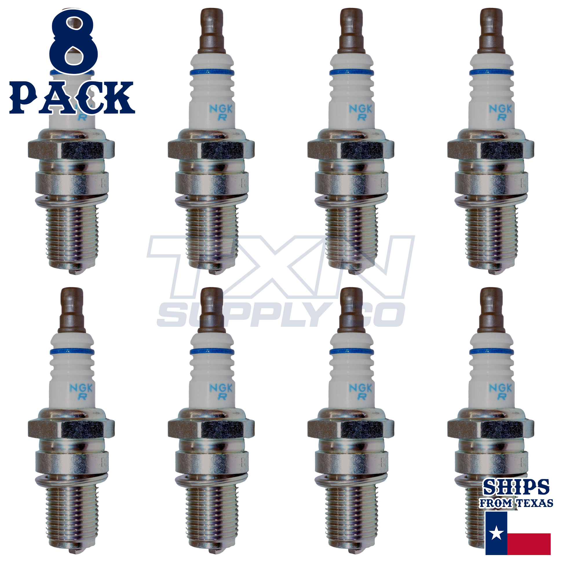 NGK 3035 BR8ECM Spark Plugs 8 Pack - Image 1