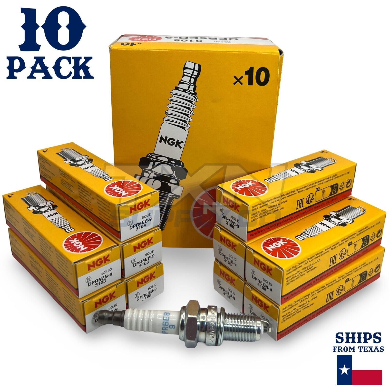 NGK 3108 Spark Plug DPR6EB-9 - 10 Pack - Image 1