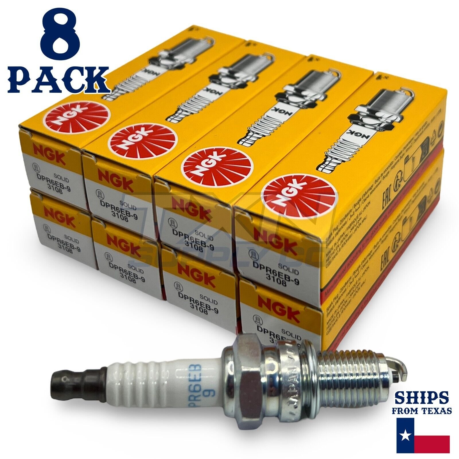 NGK 3108 Spark Plug DPR6EB-9 - 8 Pack - Image 1