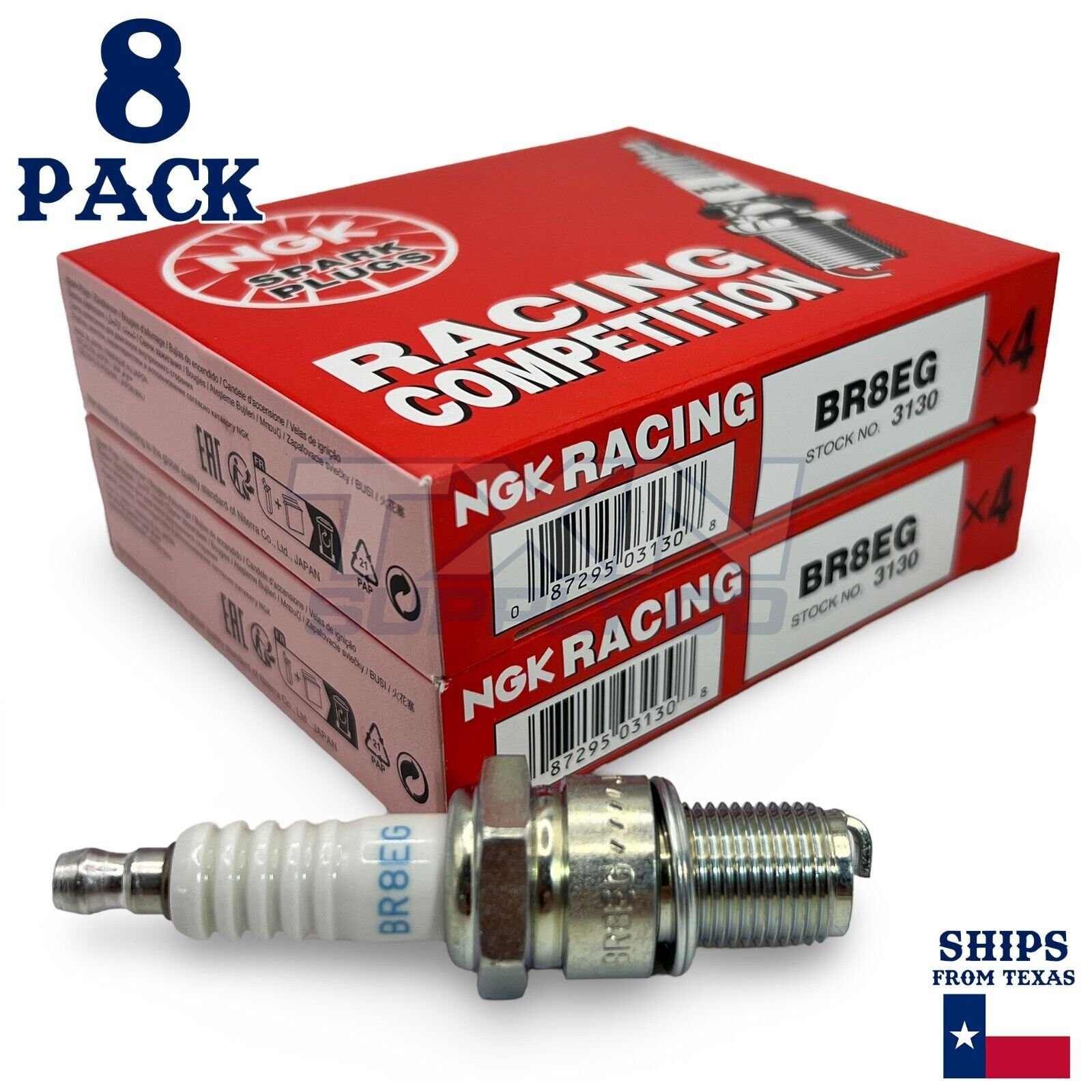 8 Plugs of NGK Racing Spark Plugs BR8EG/3130 - Image 1