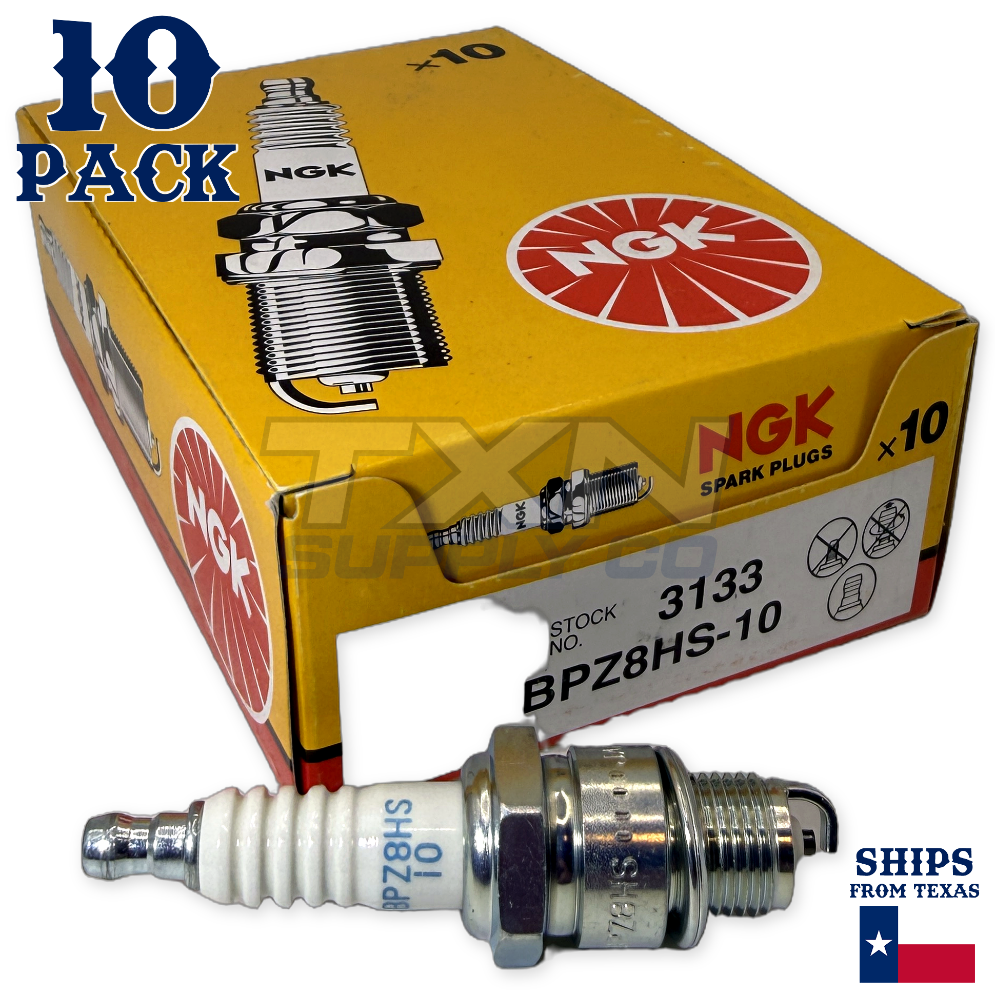 NGK 3133 BPZ8HS-10 Spark Plugs 10 Pack
