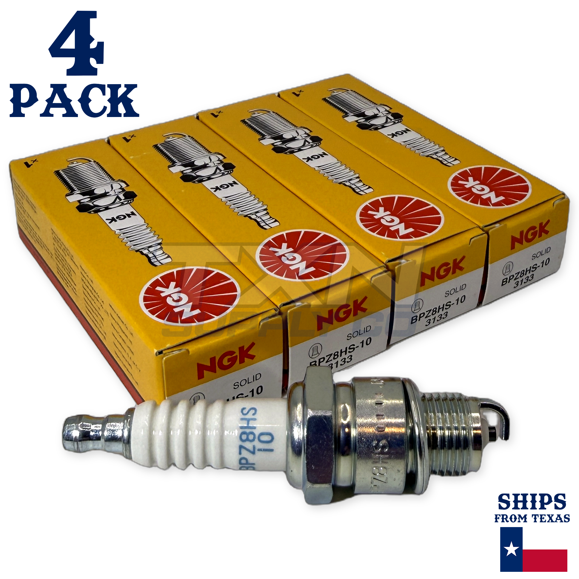 New NGK Standard Spark Plug BPZ8HS10, 3133 Set of 4 Spark Plugs