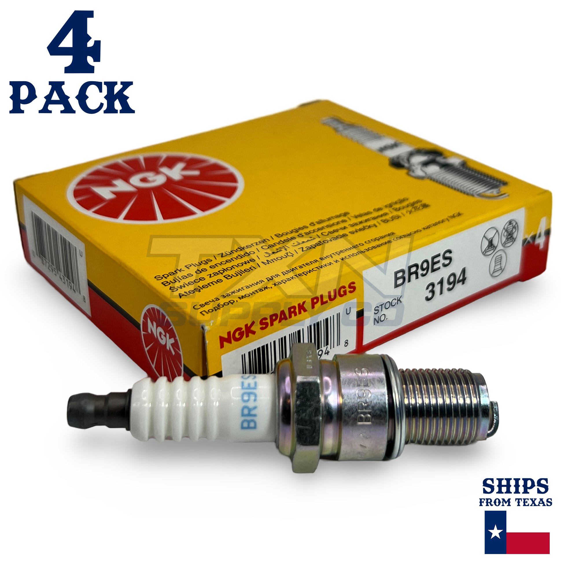 NGK 3194 BR9ES 4 PACK Spark Plug Plugs Boat Motorcycle ATV UTV Car Truck SUV - Image 1